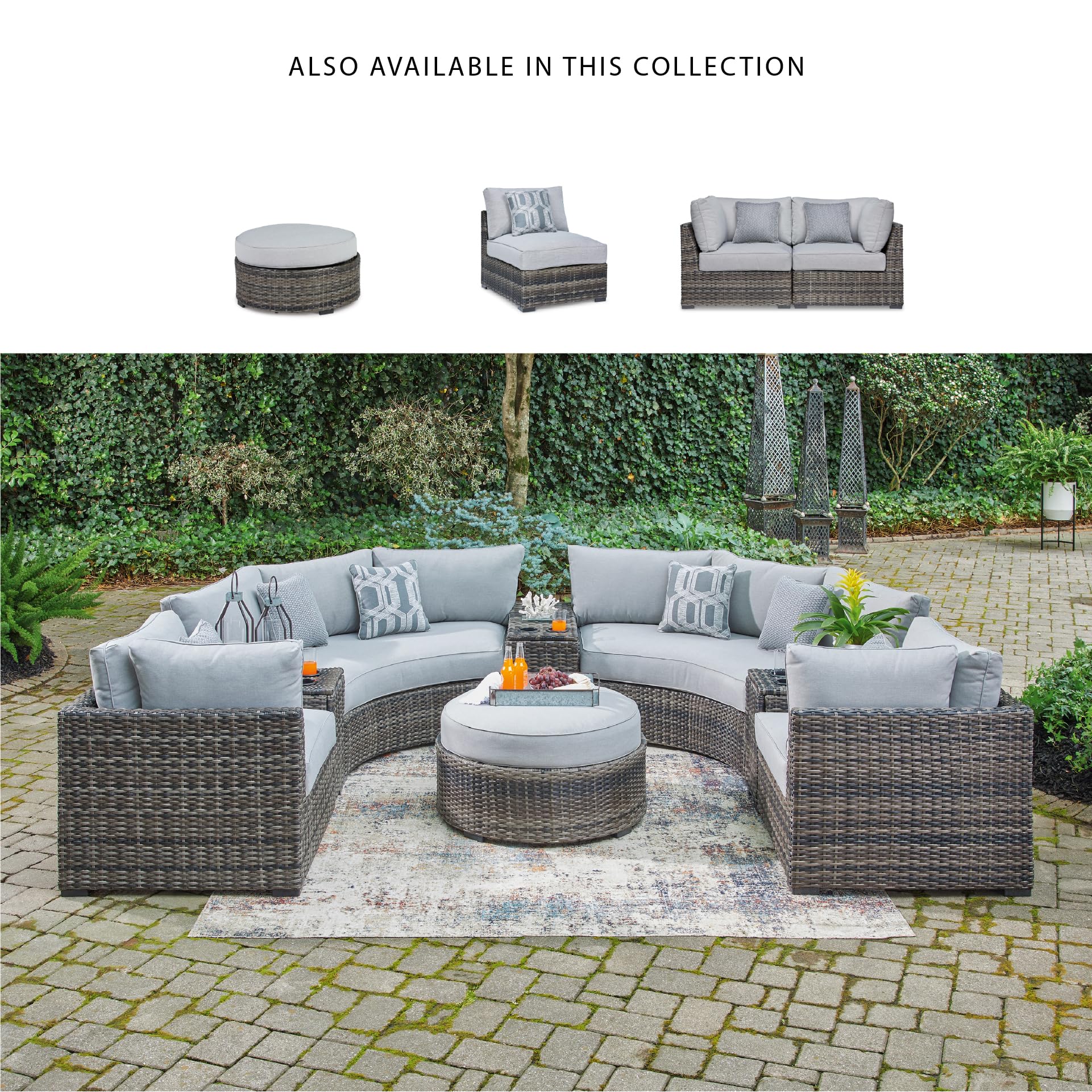 Outdoor Wicker Ottoman with Cushion