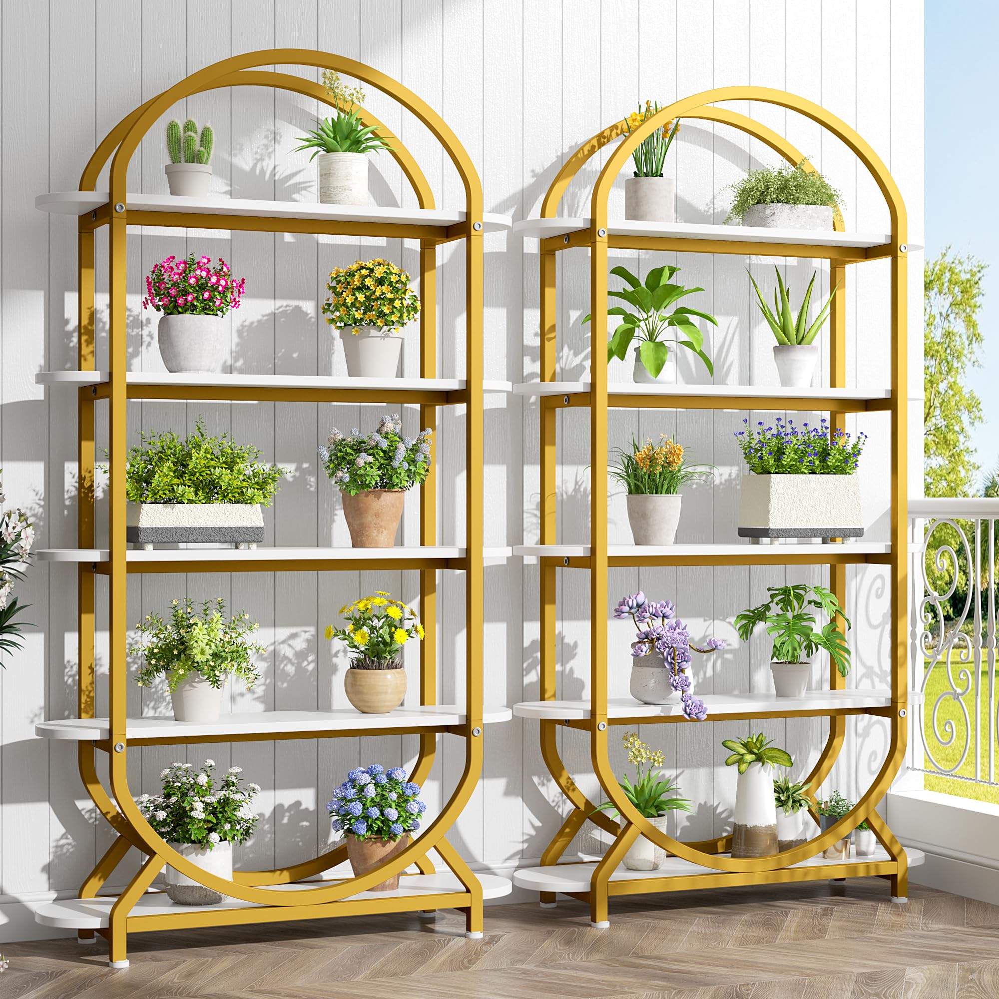 Arched Bookshelf 5-Tier Modern Display Shelving Unit