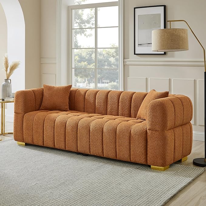 90.94" Cloud Sofa Couch - Modern Deep Seat Boucle 3-Seater Loveseat