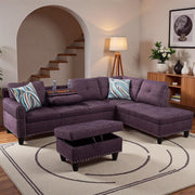 L Shaped Modular Sectional Sofa Set with Storage Ottoman