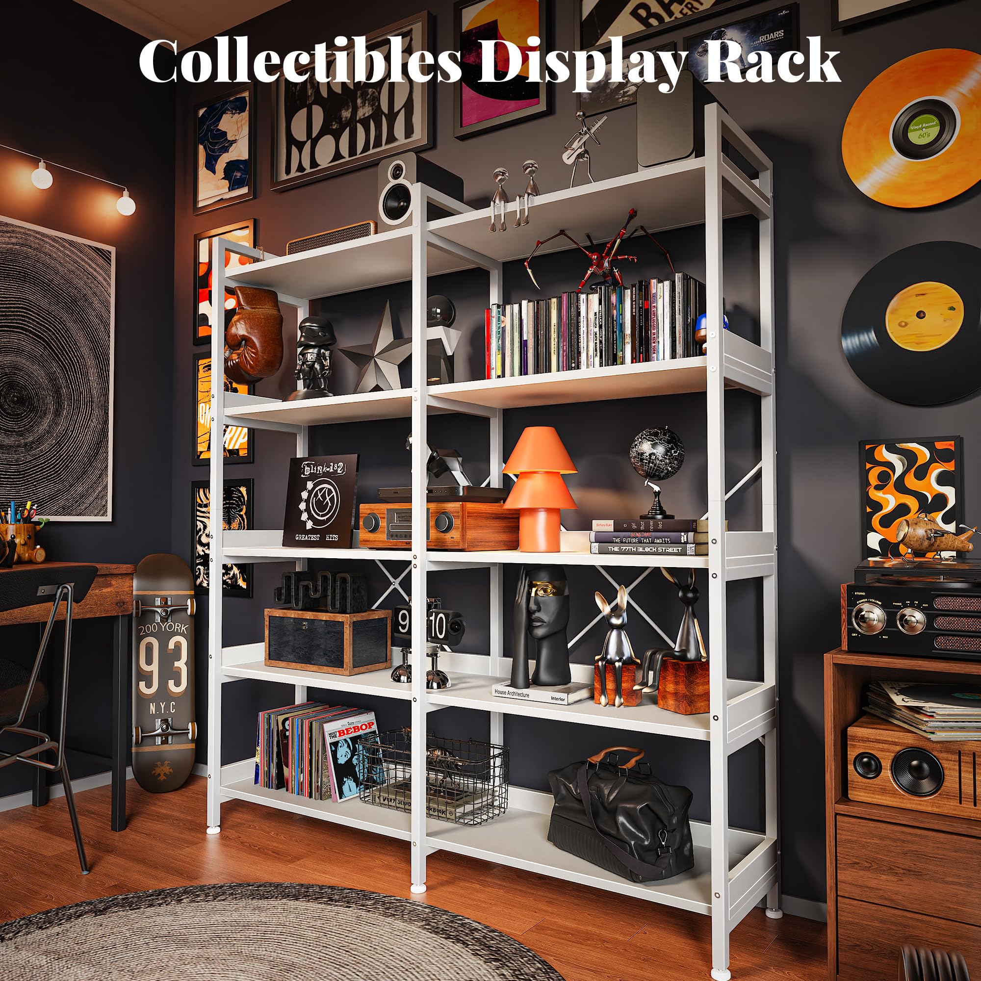 5 Tier Bookshelf with 10 Open Shelves