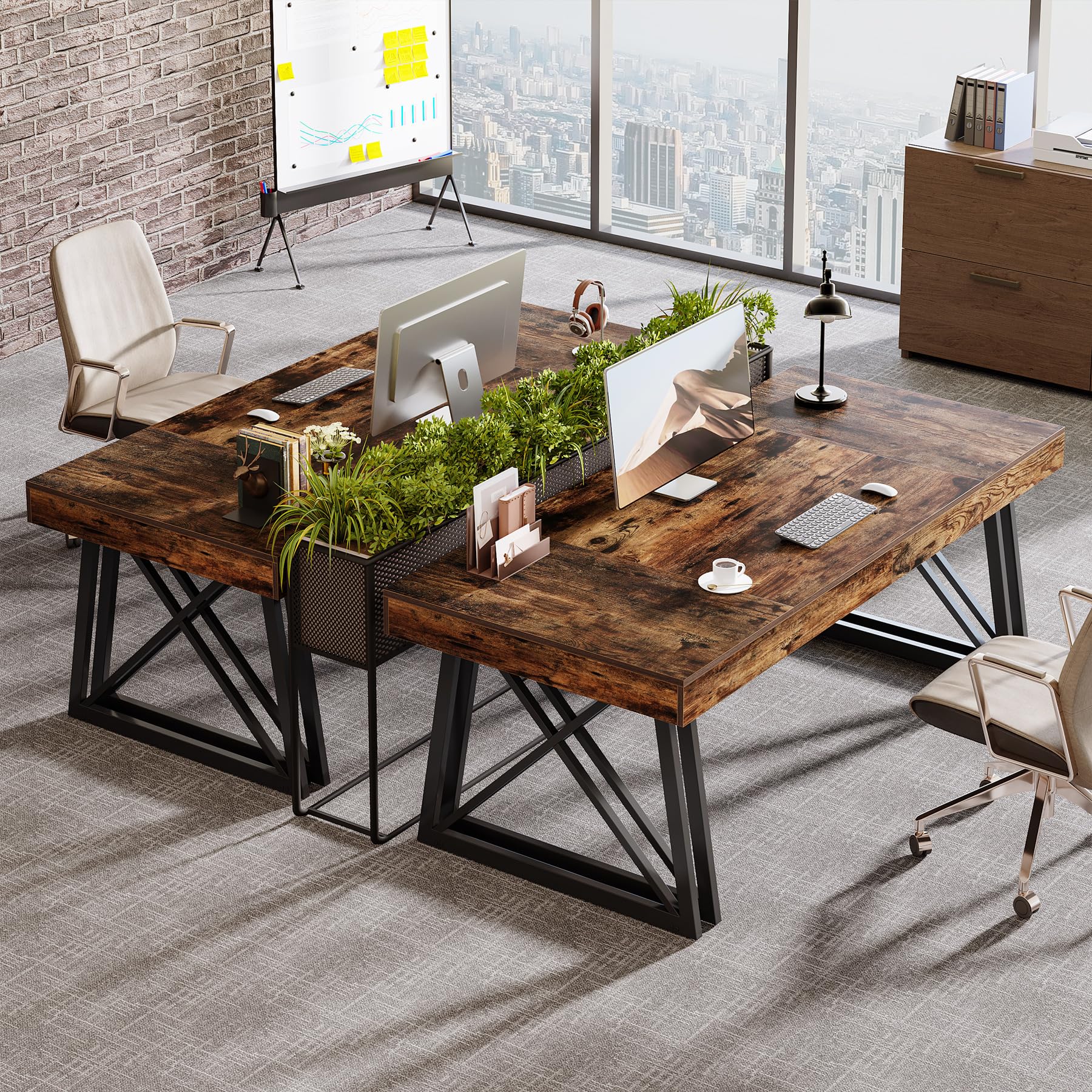 63-Inch Executive Desk with X-Shaped Legs