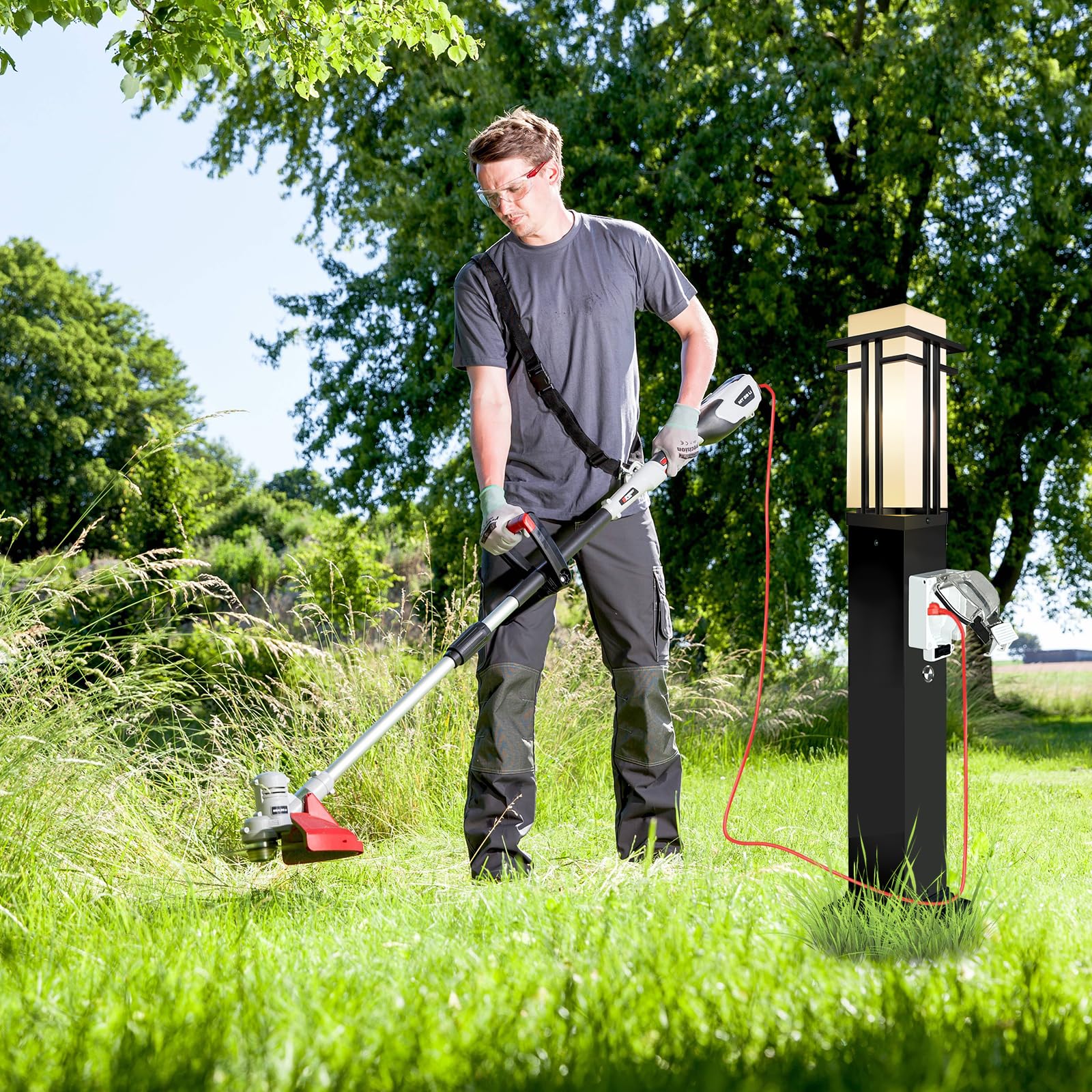 Outdoor Lamp Post with Outlet 40" Waterproof
