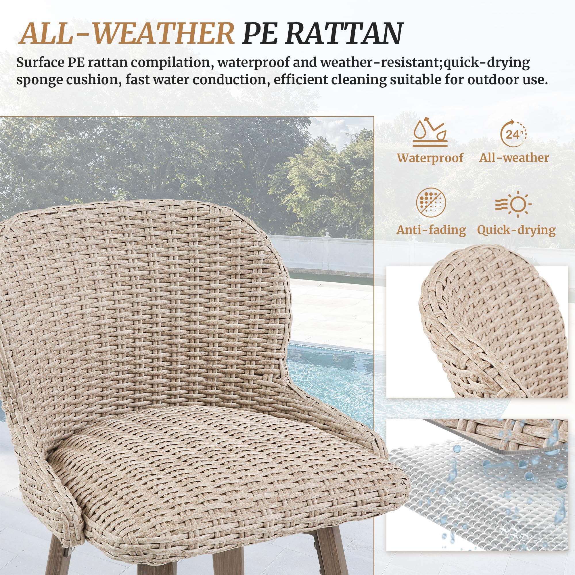 Outdoor Swivel Bar Stools Set of 4 - 27" Counter Height