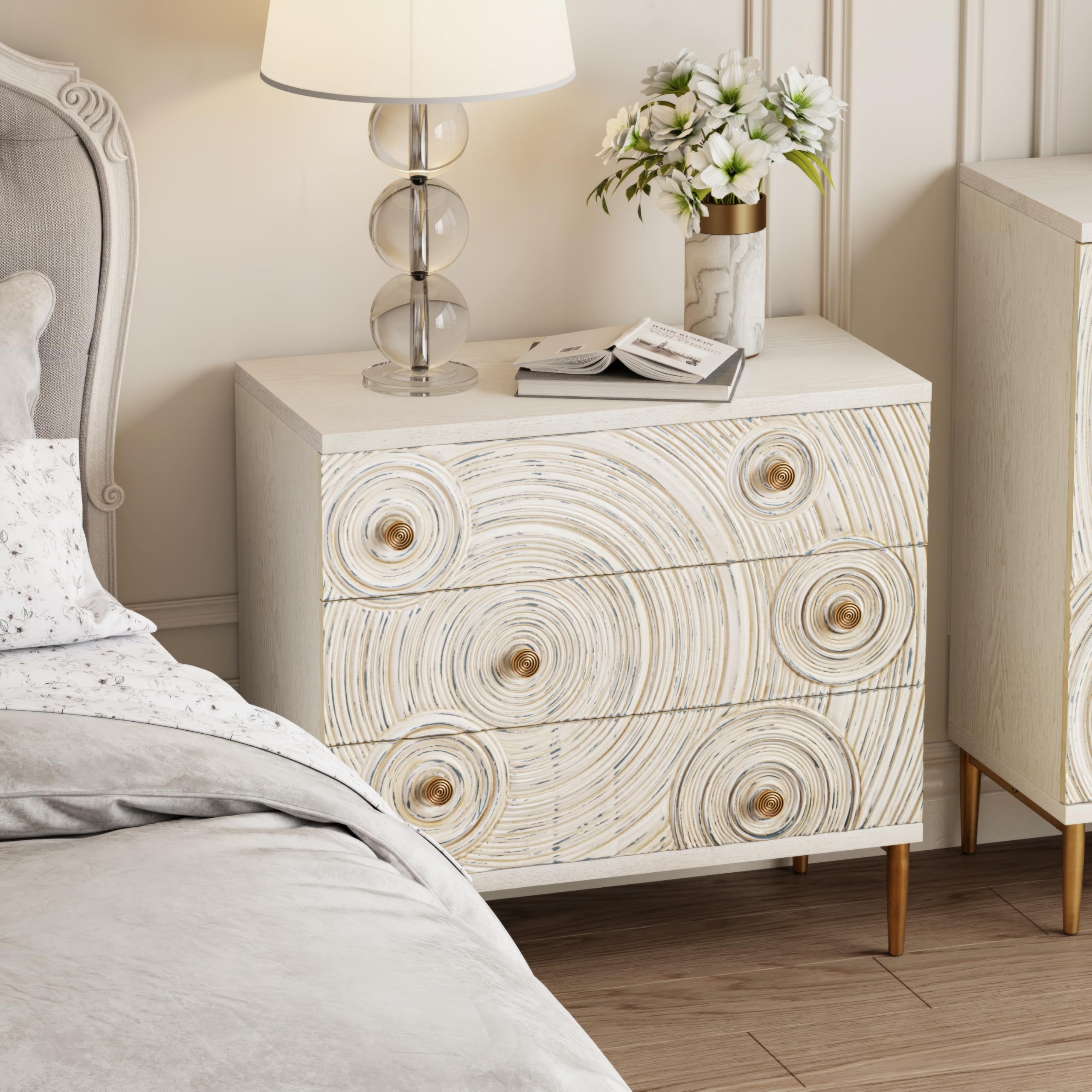 3 Drawer Dresser with Ring Motif