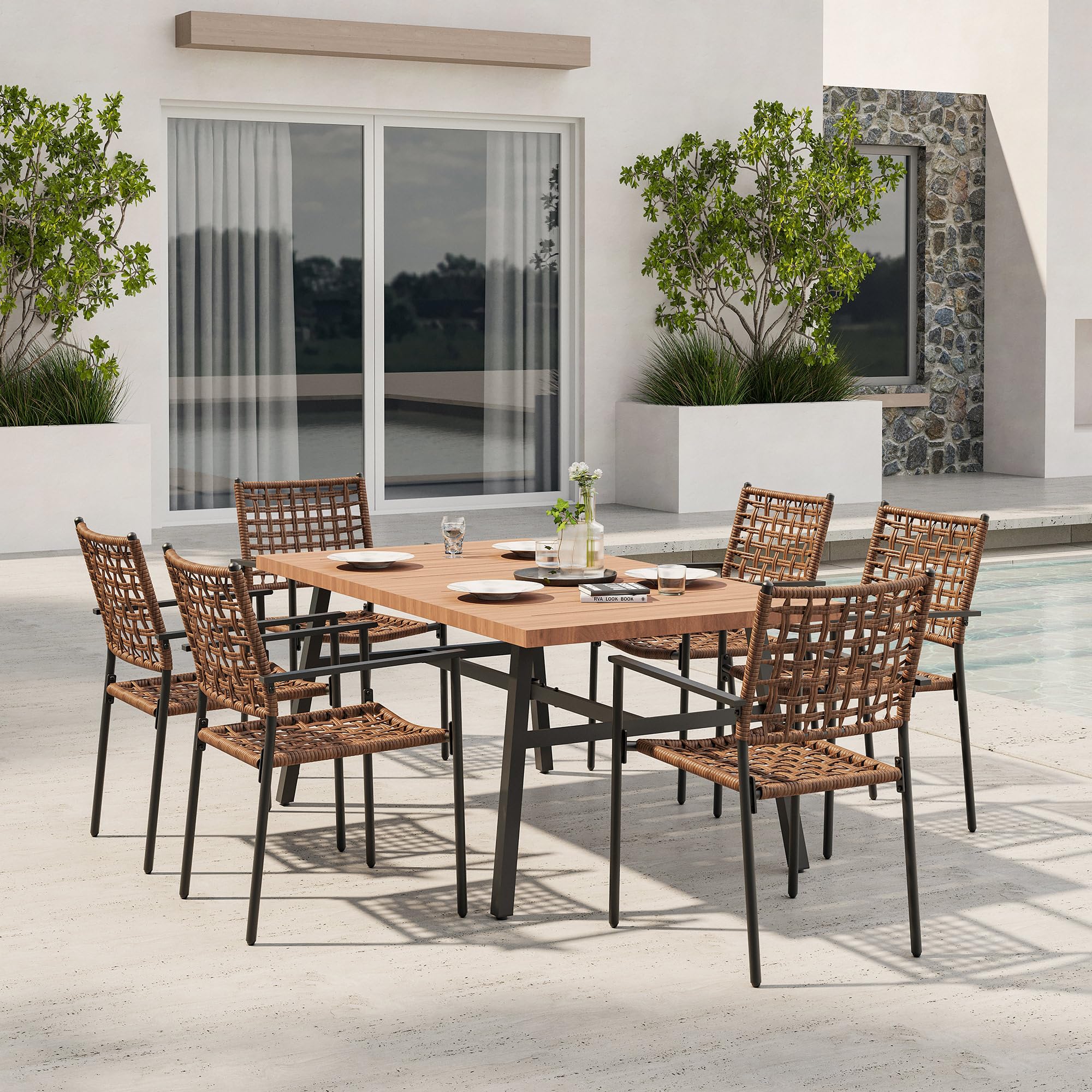 7-Piece Outdoor Patio Dining Set with Umbrella Hole