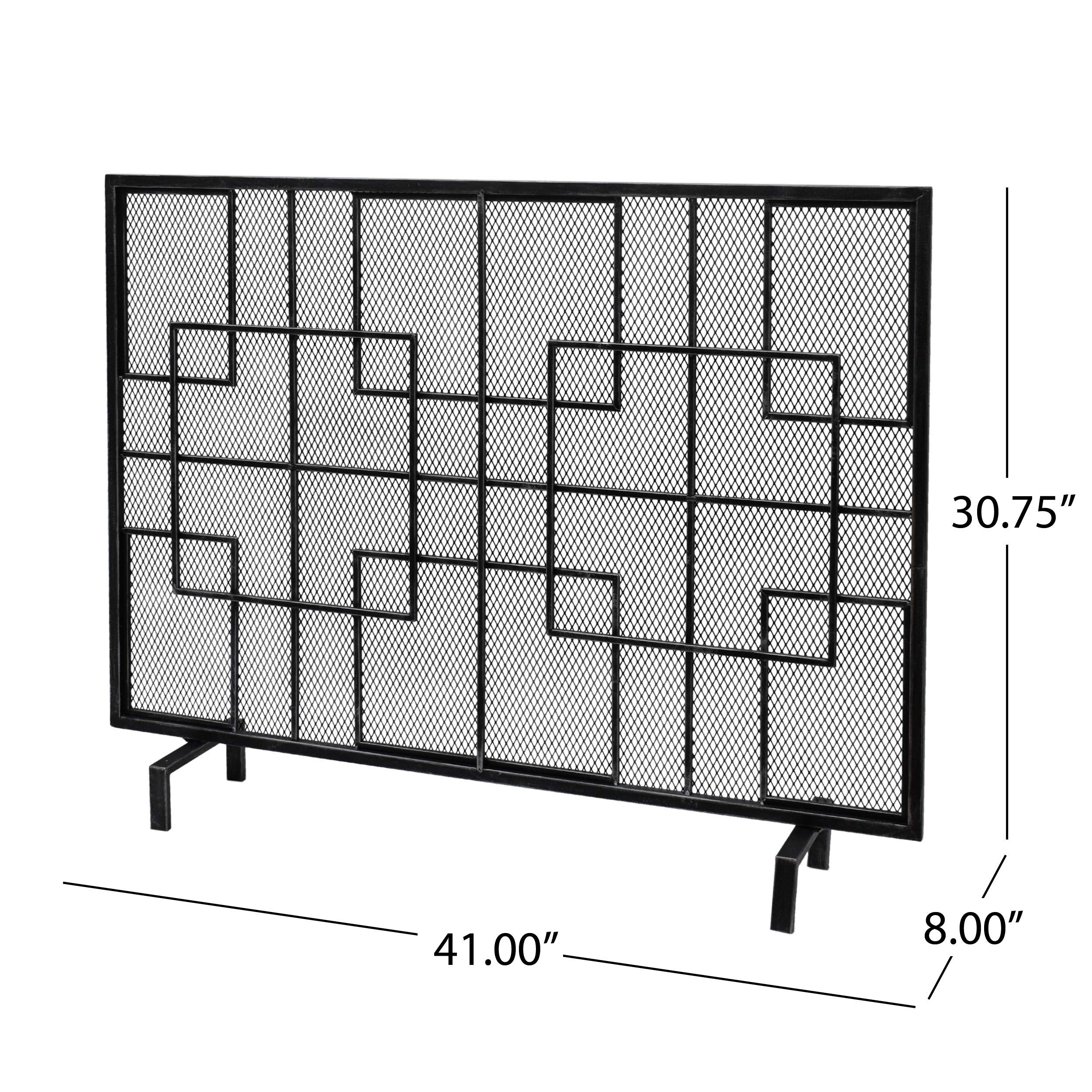 Single Panel Iron Fireplace Screen
