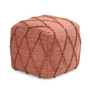 Handcrafted Pouf Ottoman Footrest Terracotta