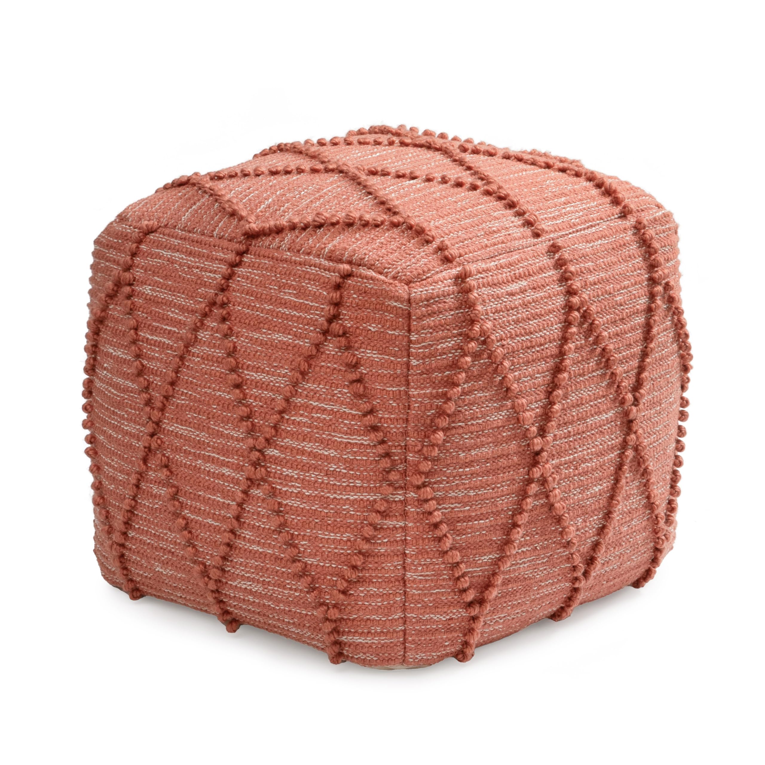 Handcrafted Pouf Ottoman Footrest Terracotta