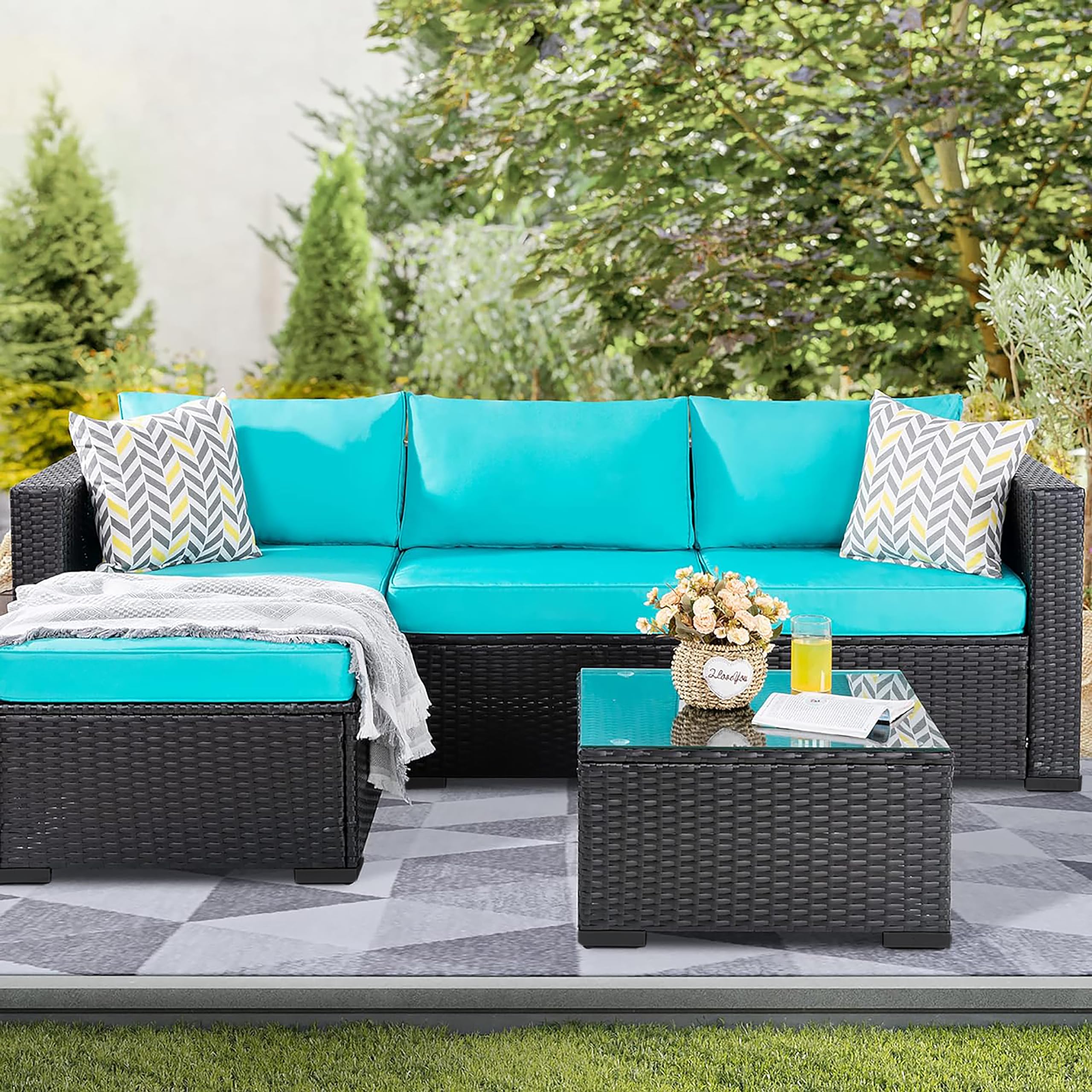 3-Piece Outdoor Sectional Patio Furniture Set