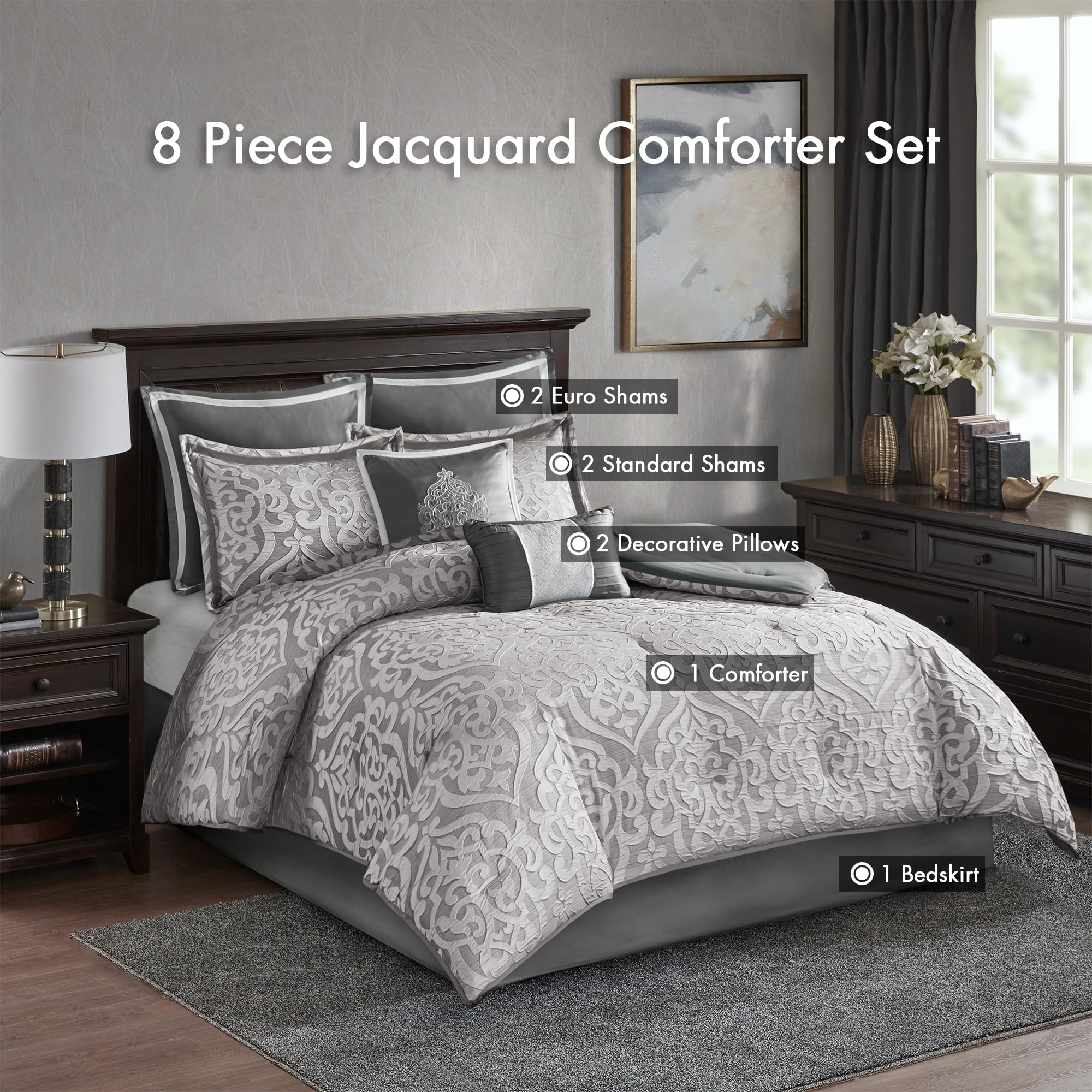 Jacquard Comforter Set Queen 8 Piece