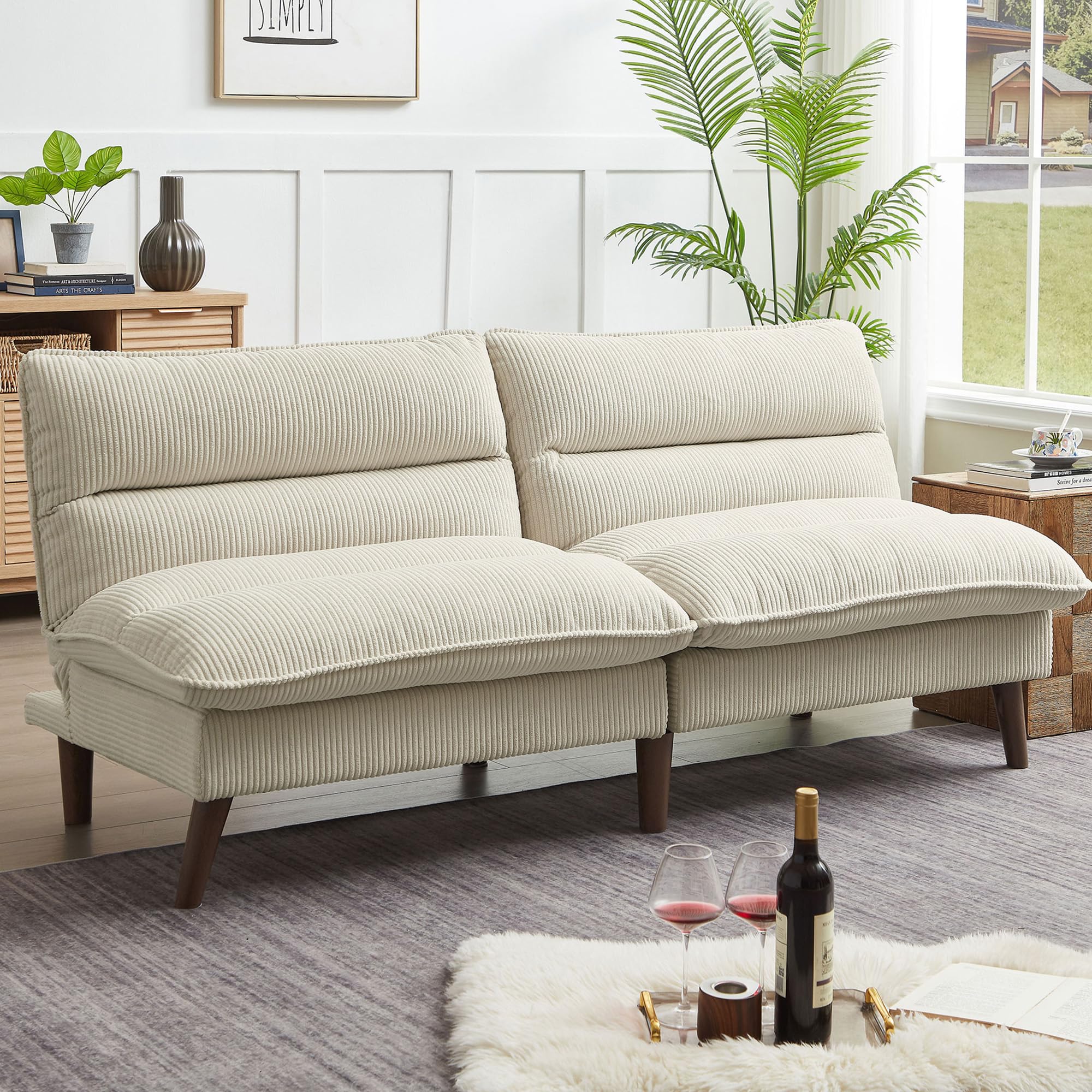 72" Convertible Futon Sofa Bed with Adjustable Backrest