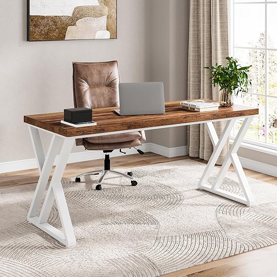 55 Inch Writing Computer Desk with Z-Shaped Metal Leg