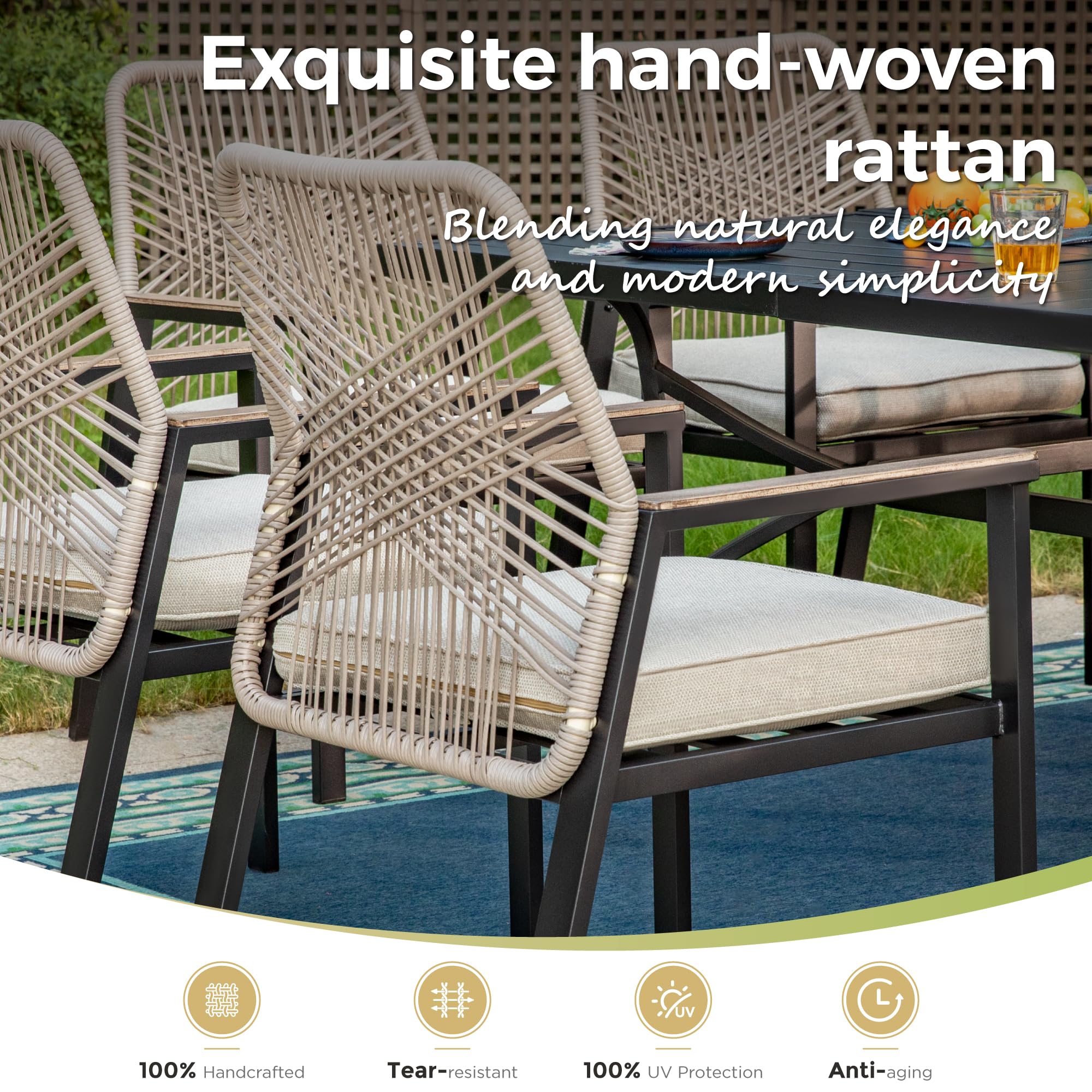 5-Piece Round Outdoor Dining Set with Wicker Chairs and 42" Table