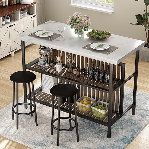 3 Piece Pub Set with Storage Shelves