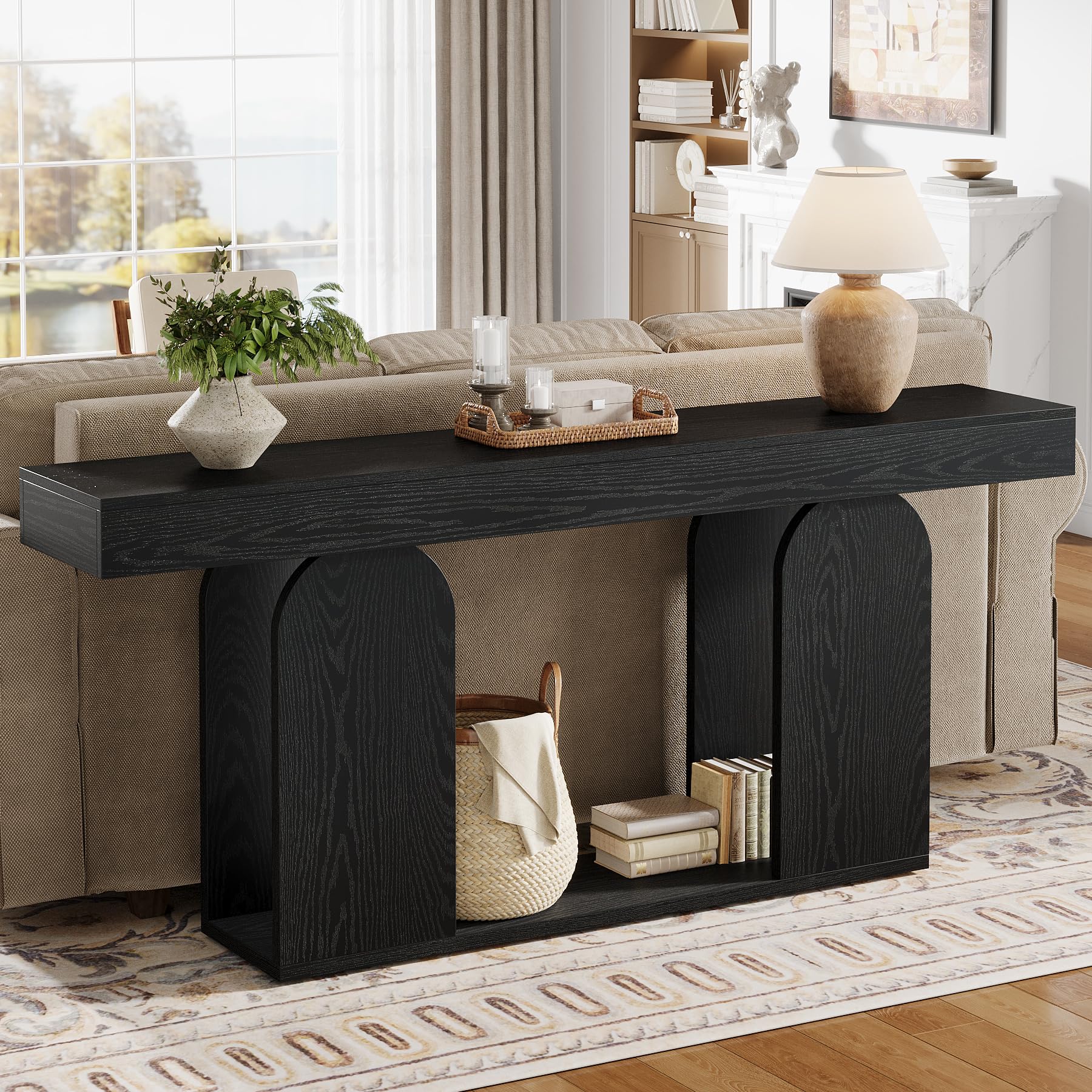 70.9-Inch Extra Long Console Table with Storage Shelf