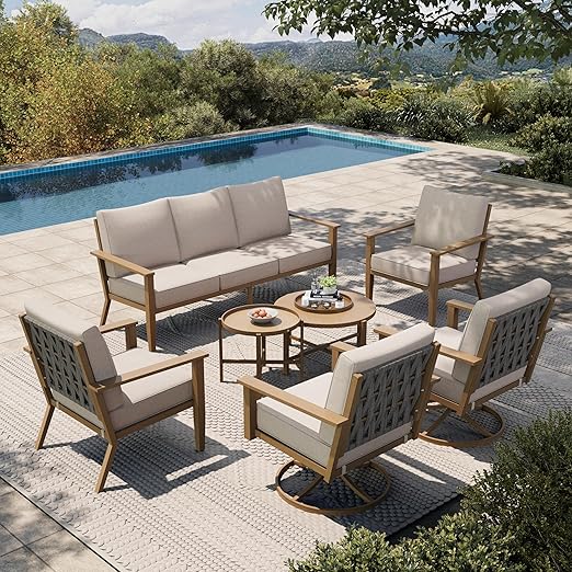 5-Piece Outdoor Patio Conversation Set with Swivel Chairs
