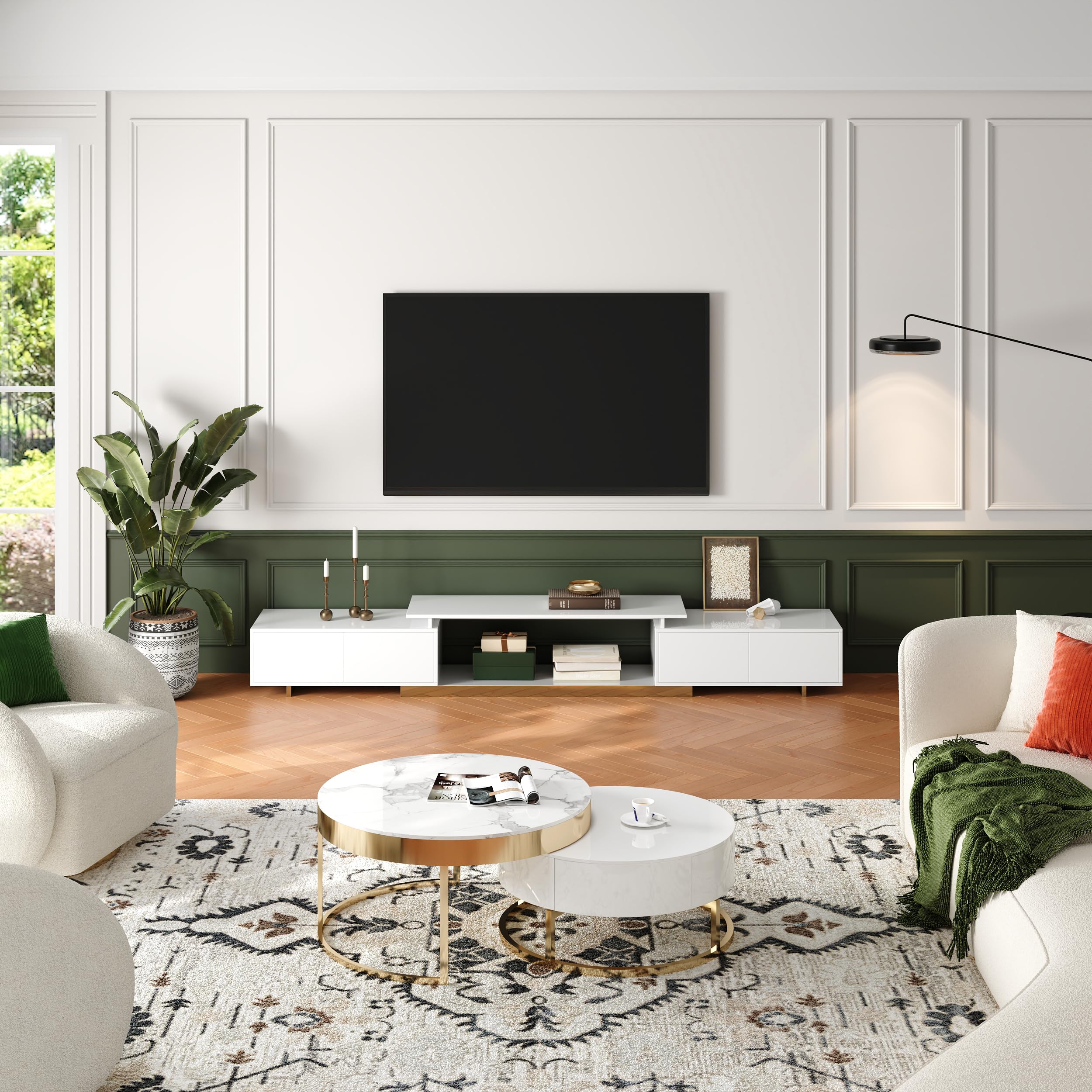 Extendable TV Stand with Drawers