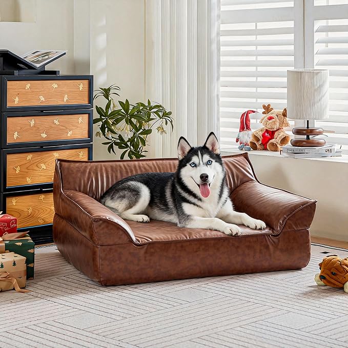 Leather Dog Bed Couch for Small and Medium Dogs