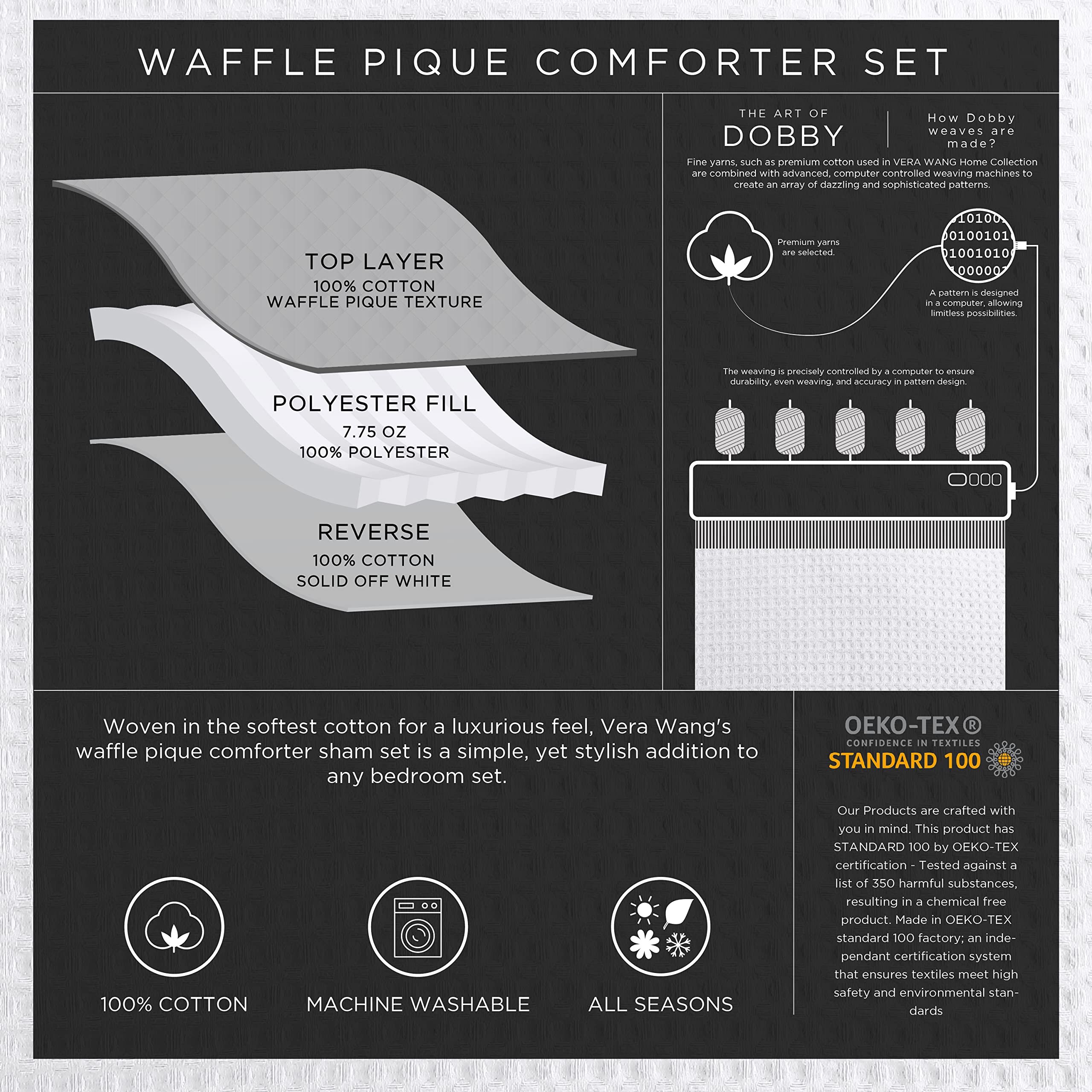King Waffle Pique Cotton Comforter Set