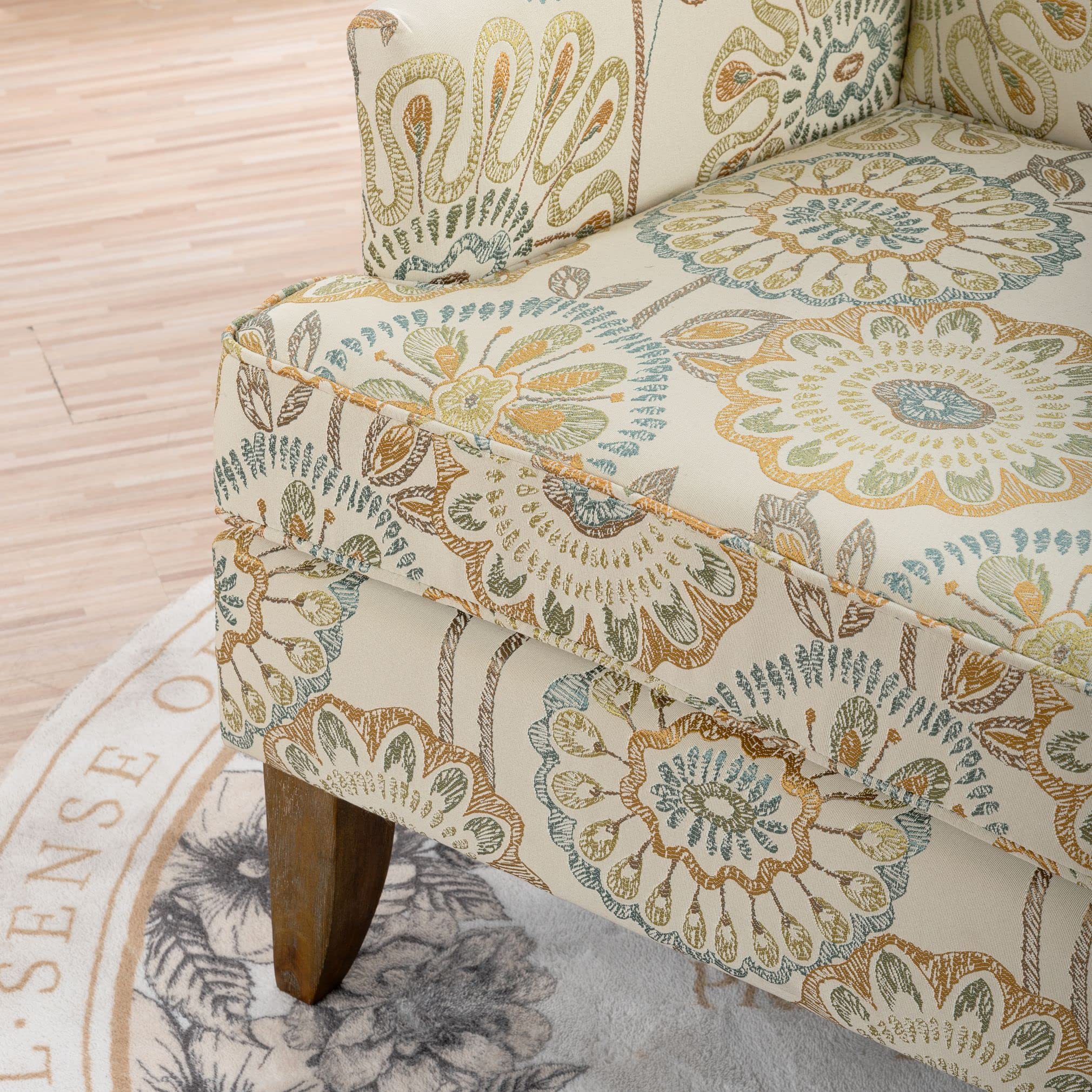 Wingback Accent Chair with Floral Fabric Upholstery