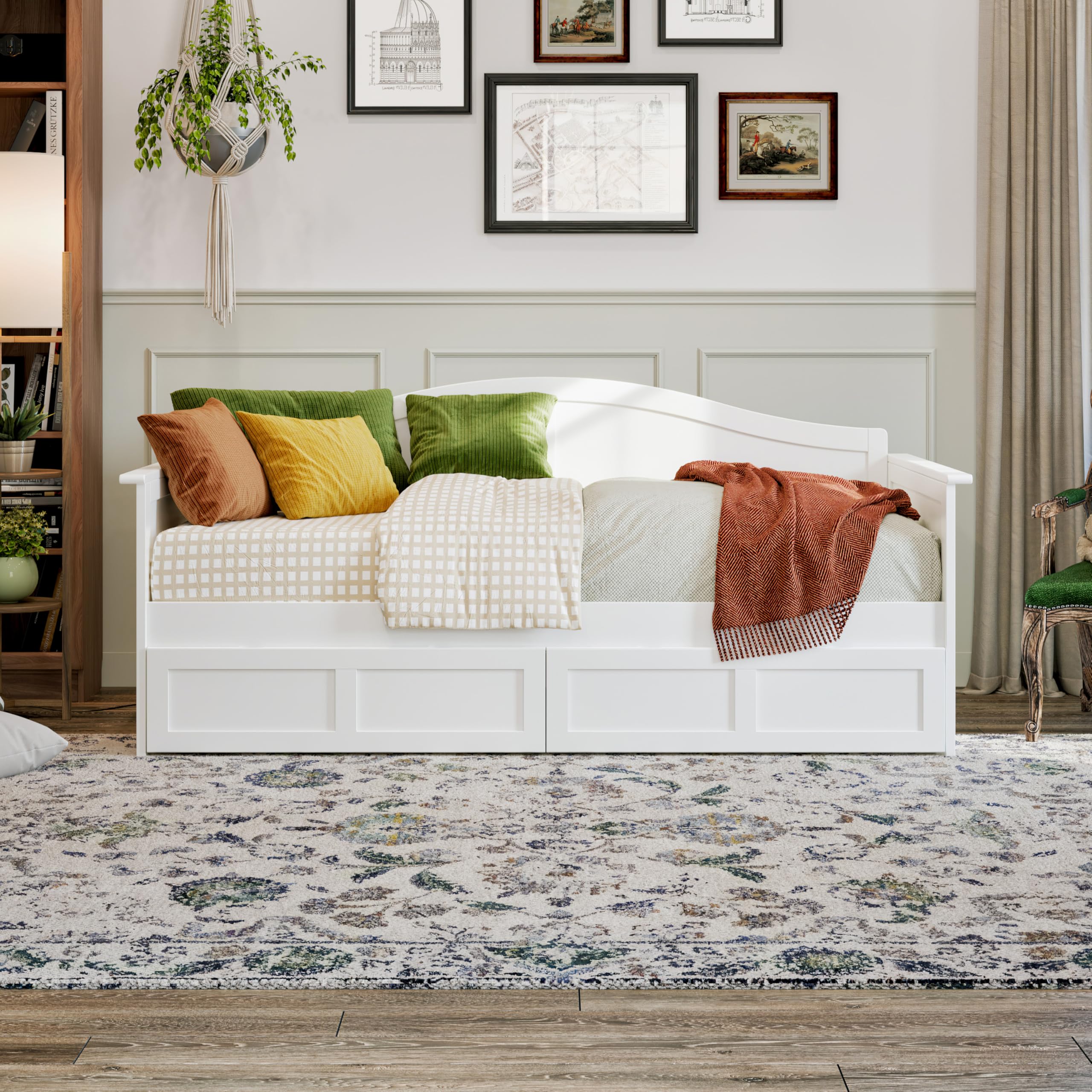 Acadia Twin Wood Daybed Frame with 2 Storage Drawers