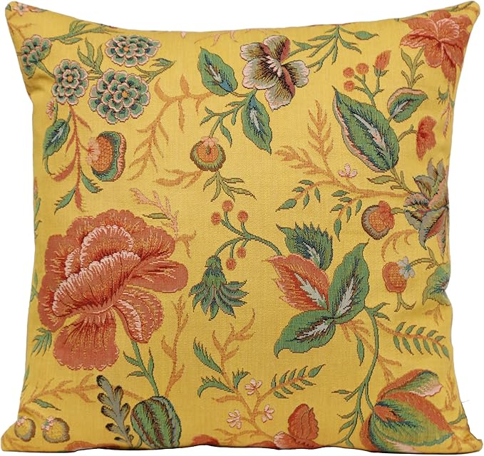 Tapestry Throw Pillow Covers 19x19 French Jacquard Peony Floral