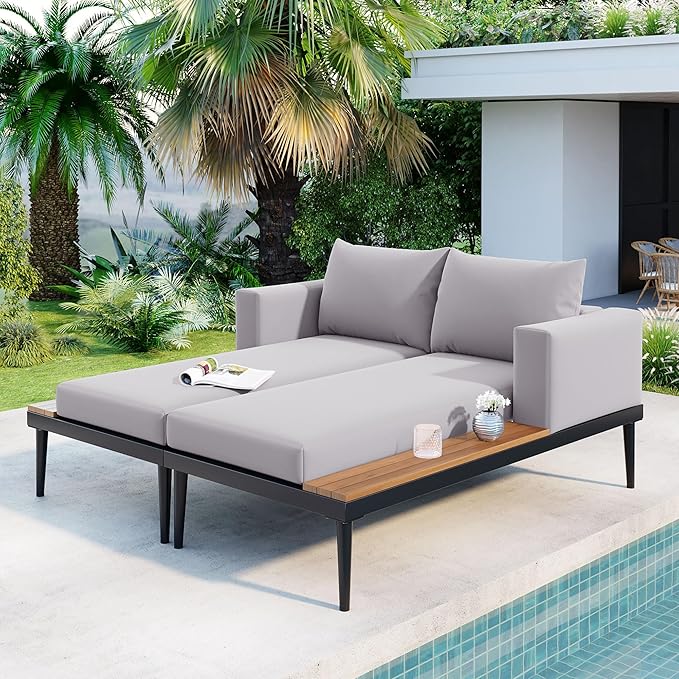 2-in-1 Outdoor Daybed with Side Tables