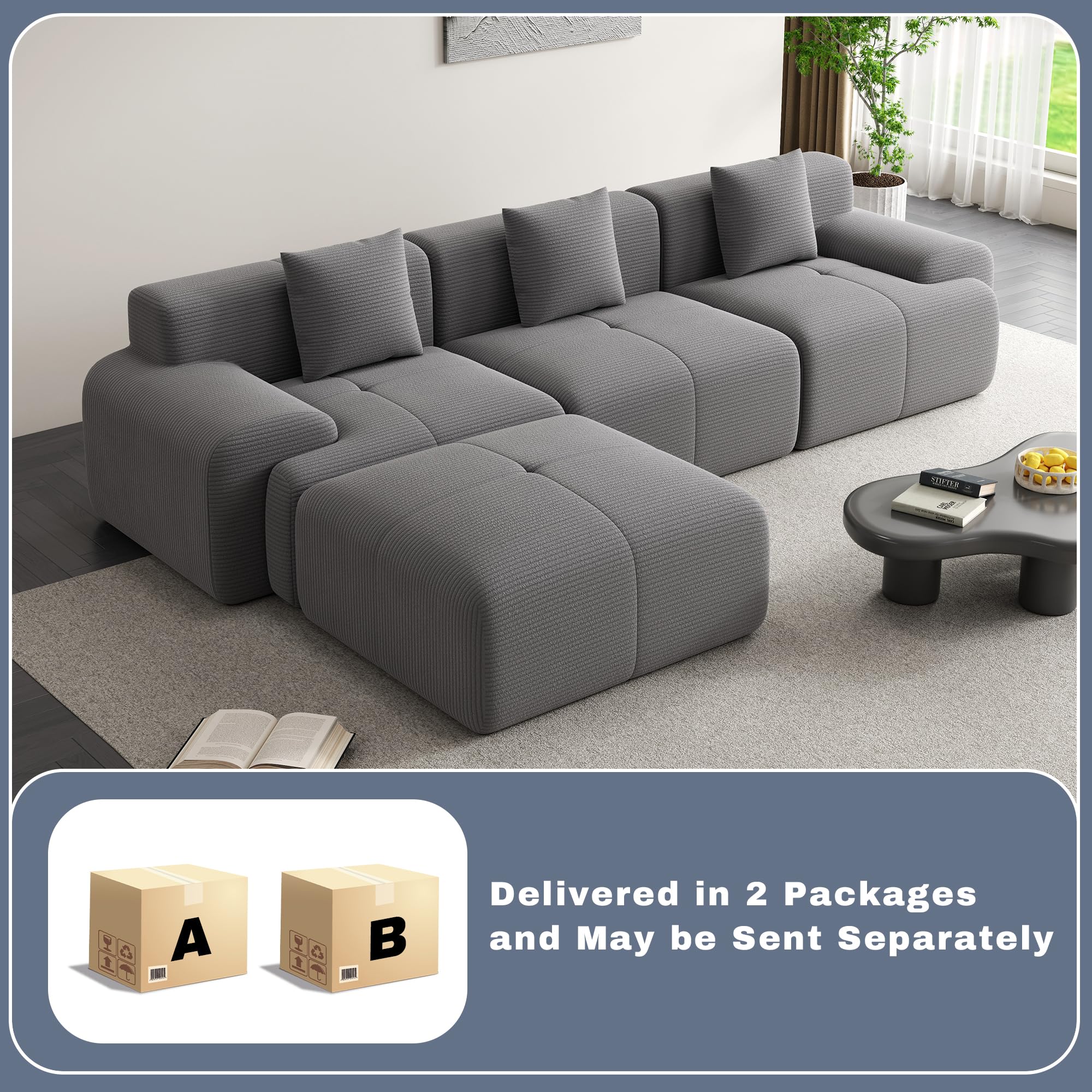 Cloud Modular Sectional Couch 120 Inch L-Shape
