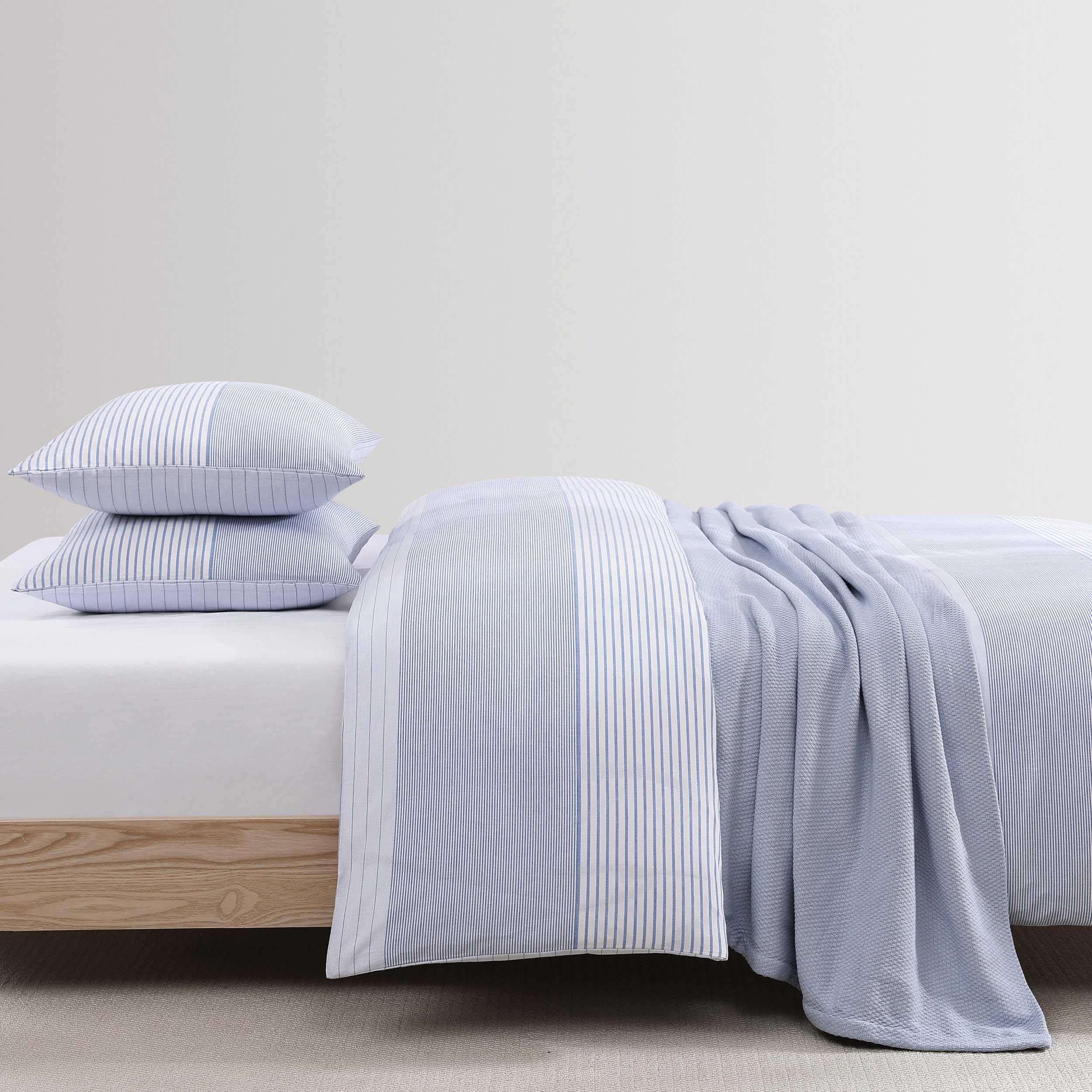 Modern Stripe Blue King Comforter Set
