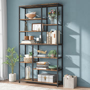79 Inch Tall Bookshelf 8-Tier Staggered Display Shelving Unit