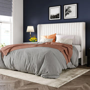 Queen Size Velvet Platform Bed Frame with Tufted Wingback Headboard