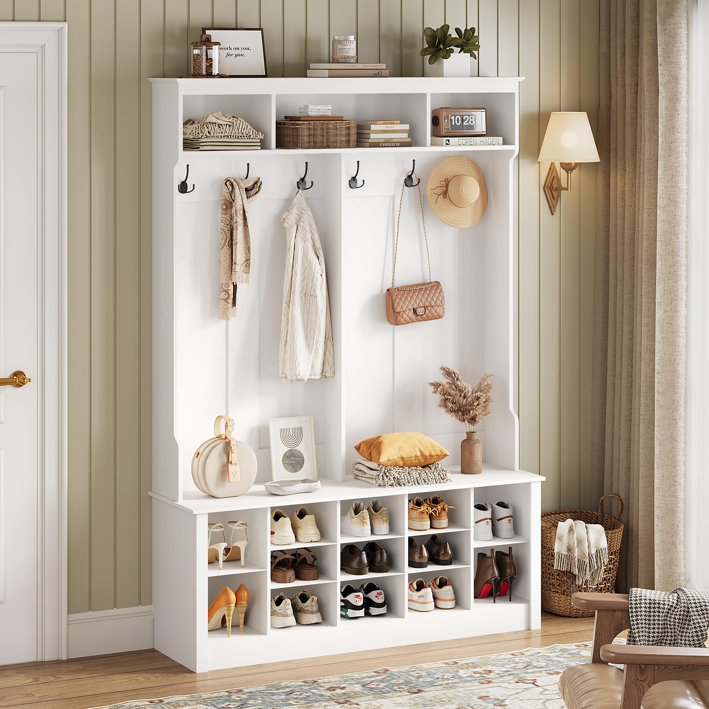 Hall Tree with Bench and Shoe Storage