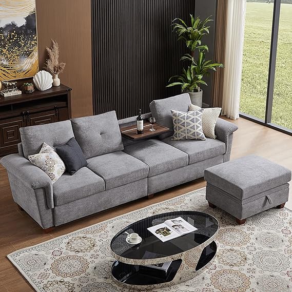109" Convertible L-Shaped Sectional Sofa with Storage