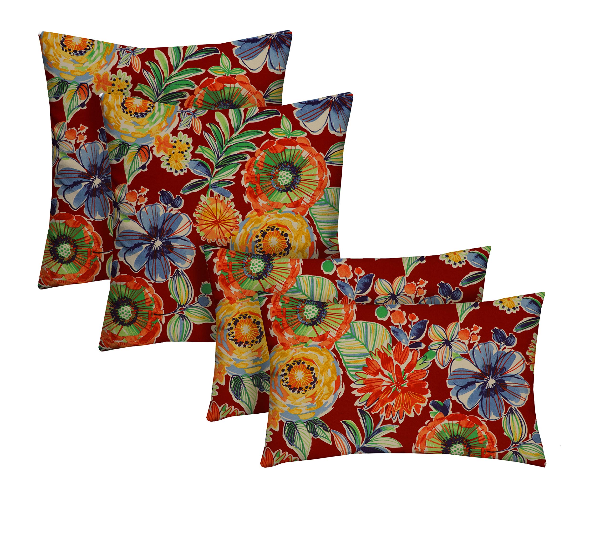 Outdoor Throw Pillows Set of 4 - Colsen Berry Floral