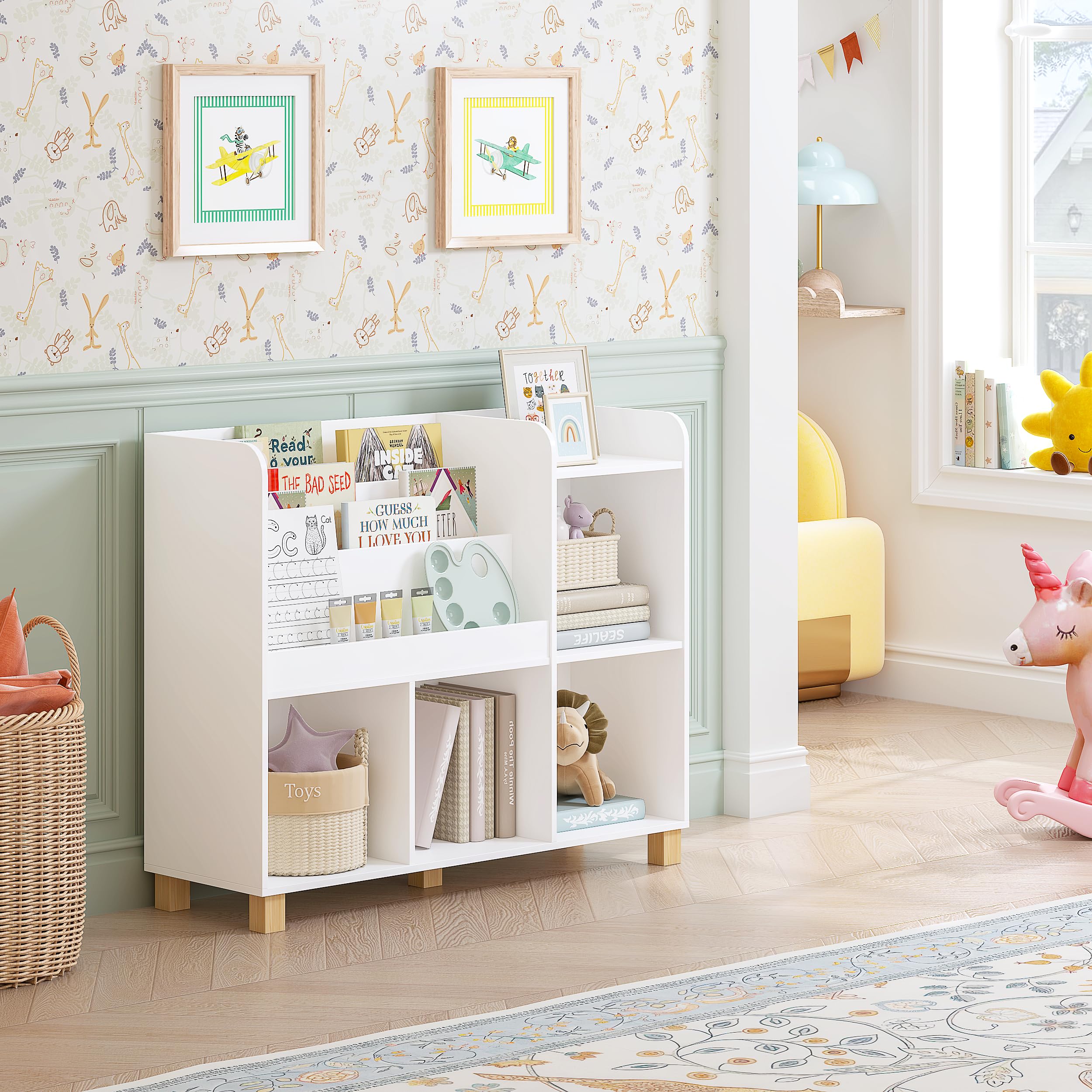 Kids Bookshelf and Toy Storage Organizer
