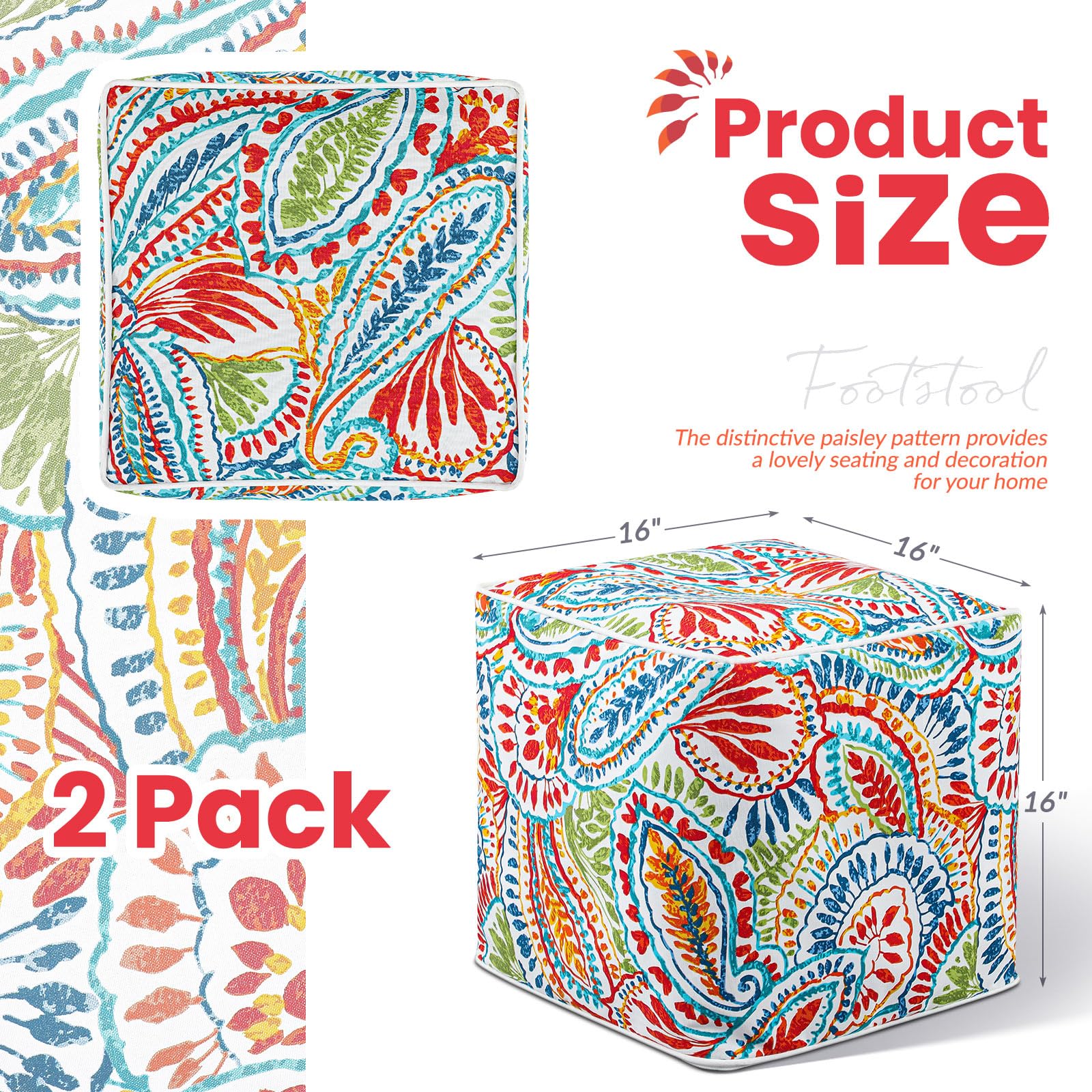 Inflatable Ottoman Poufs Indoor Outdoor Square Footstool with Handle