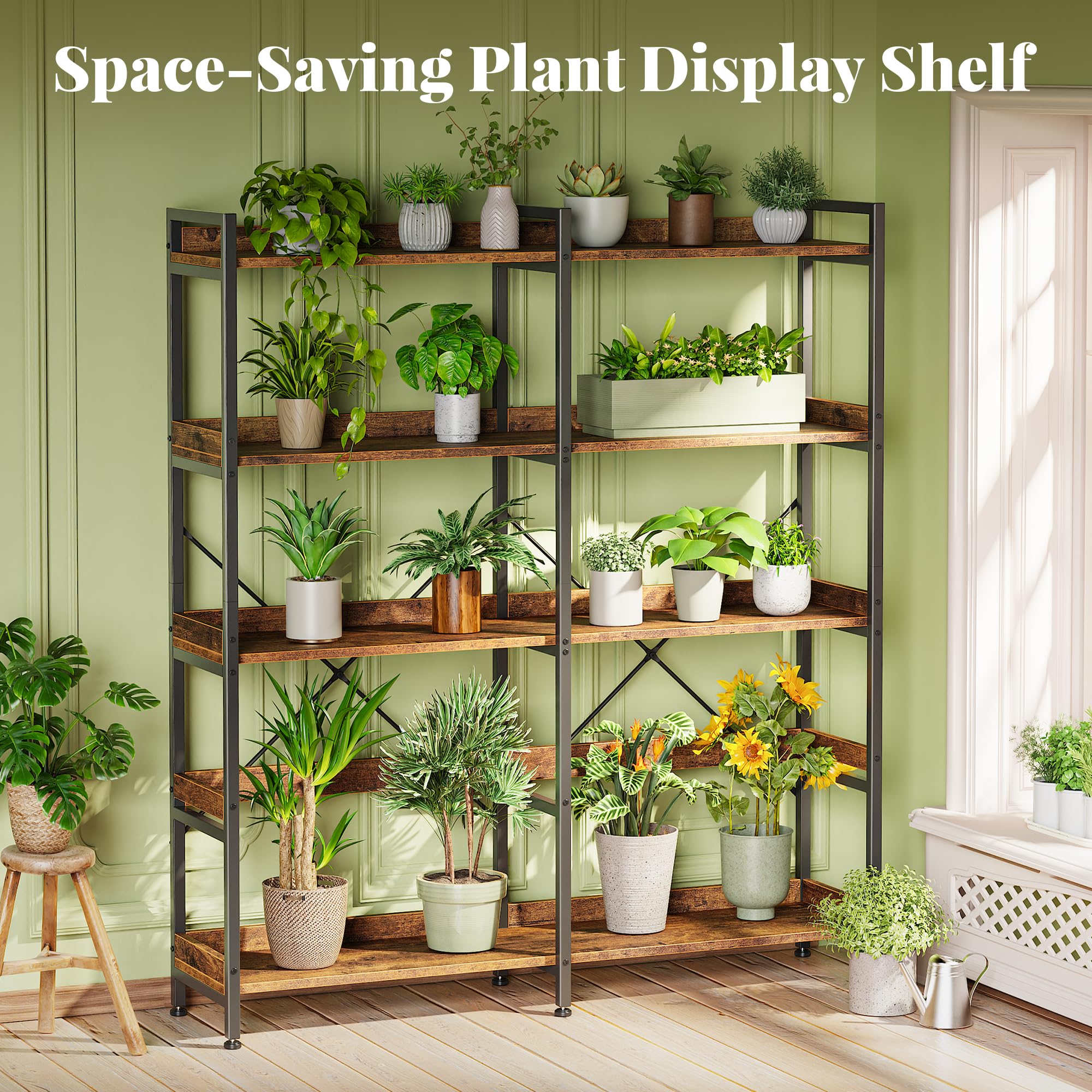 5 Tier Bookshelf with 10 Open Shelves