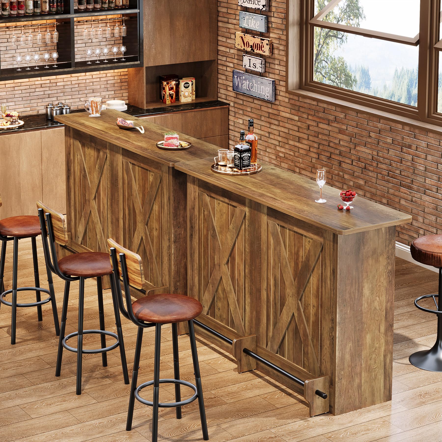 63-Inch Bar Table with Storage Shelves