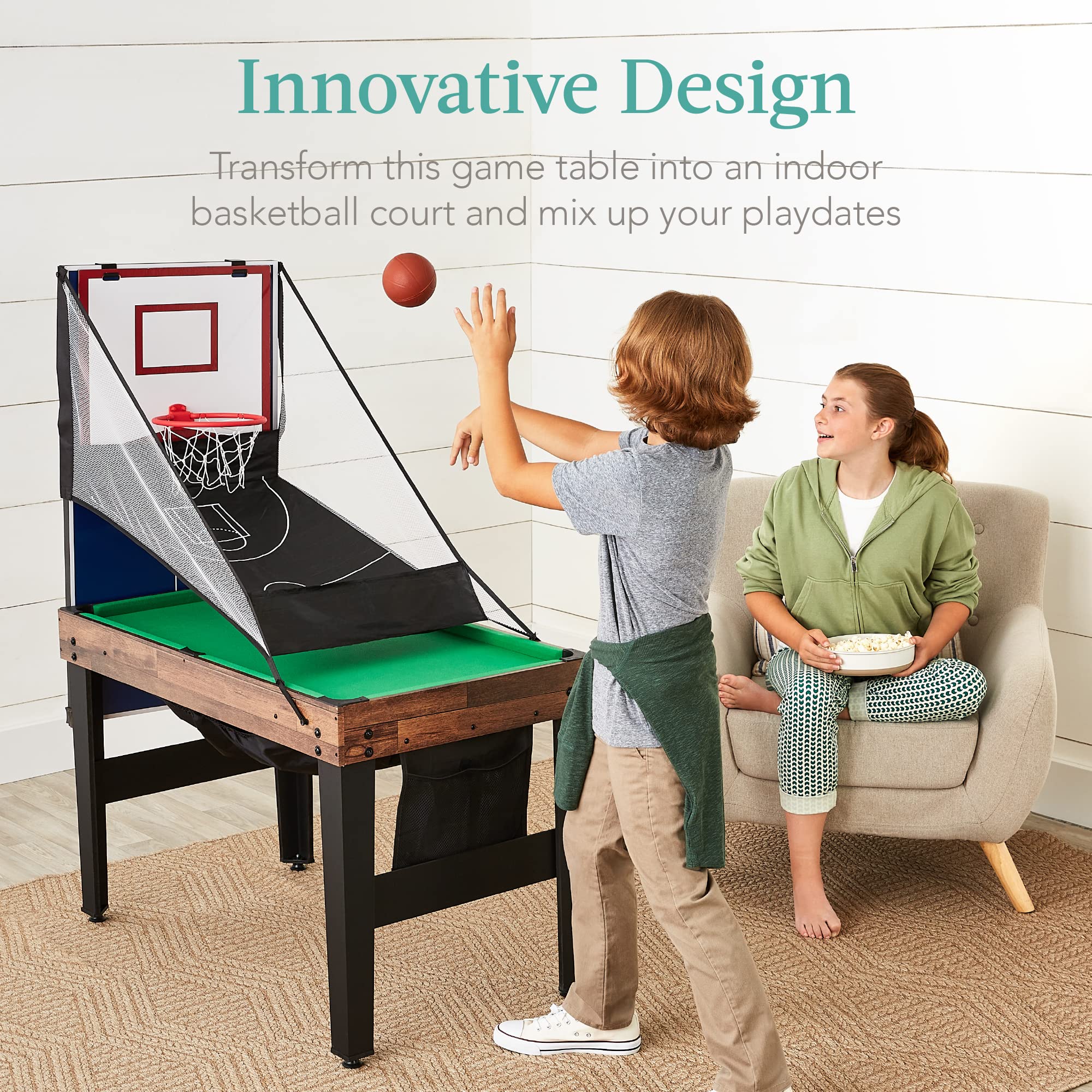 13-in-1 Combo Game Table Set with Ping Pong, Foosball, Basketball, Air Hockey