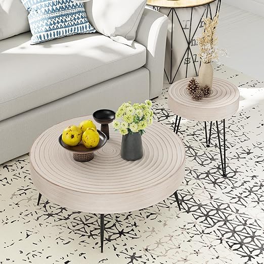 Round Nesting Coffee Table Set