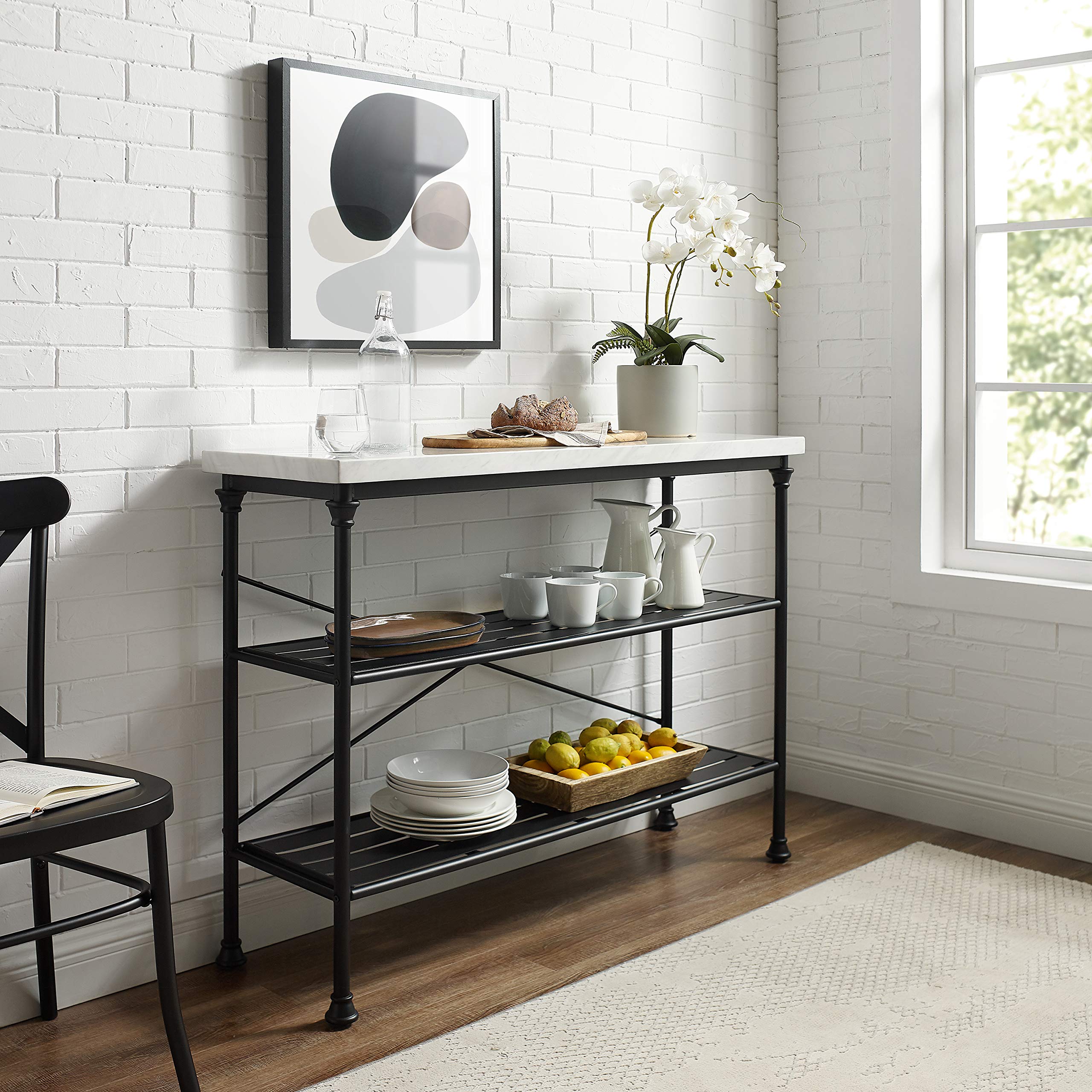 Madeleine Sofa Console Table with Storage Shelves