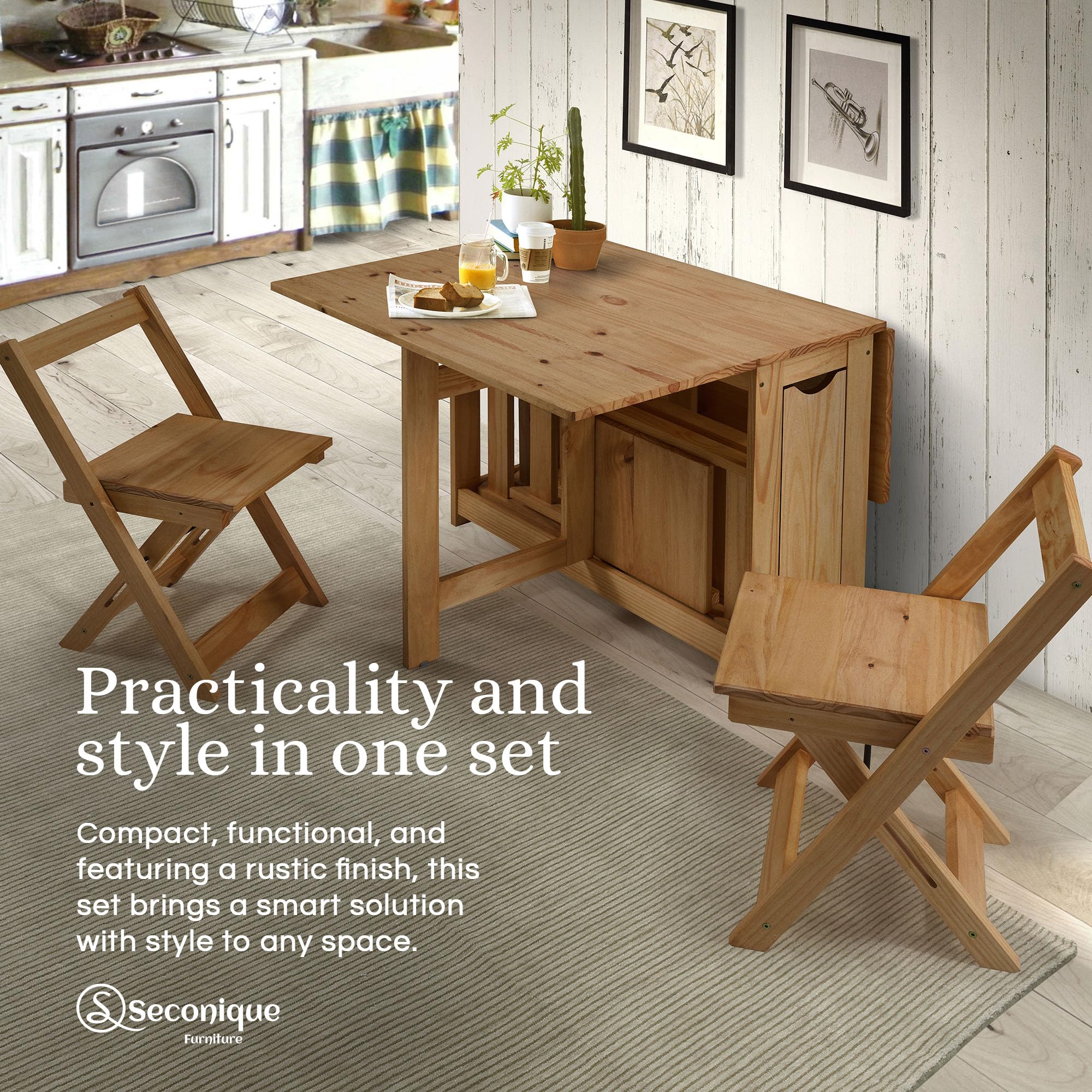 Santos Butterfly Dining Set with 4 Foldable Chairs