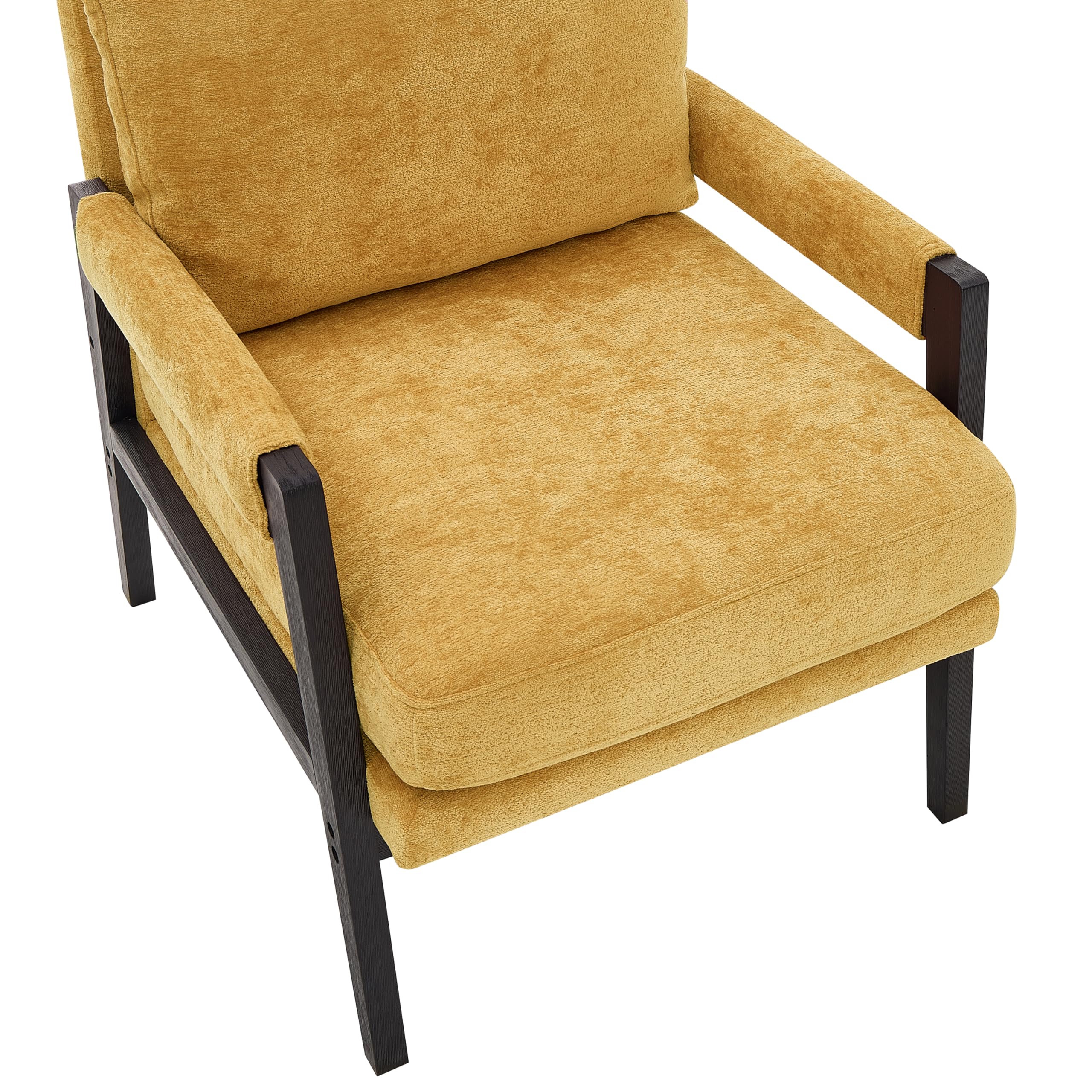 Mid-Century Modern Chenille Accent Armchair Yellow