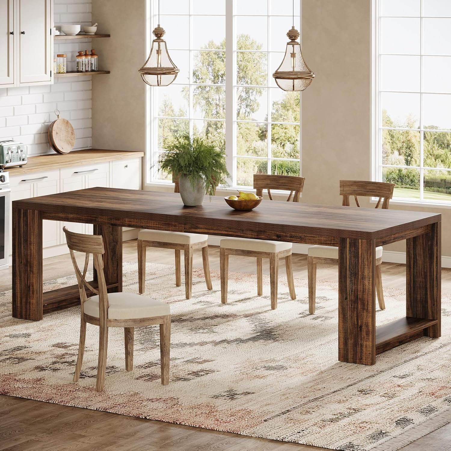 86.61-Inch Dining Table for 6-8 People