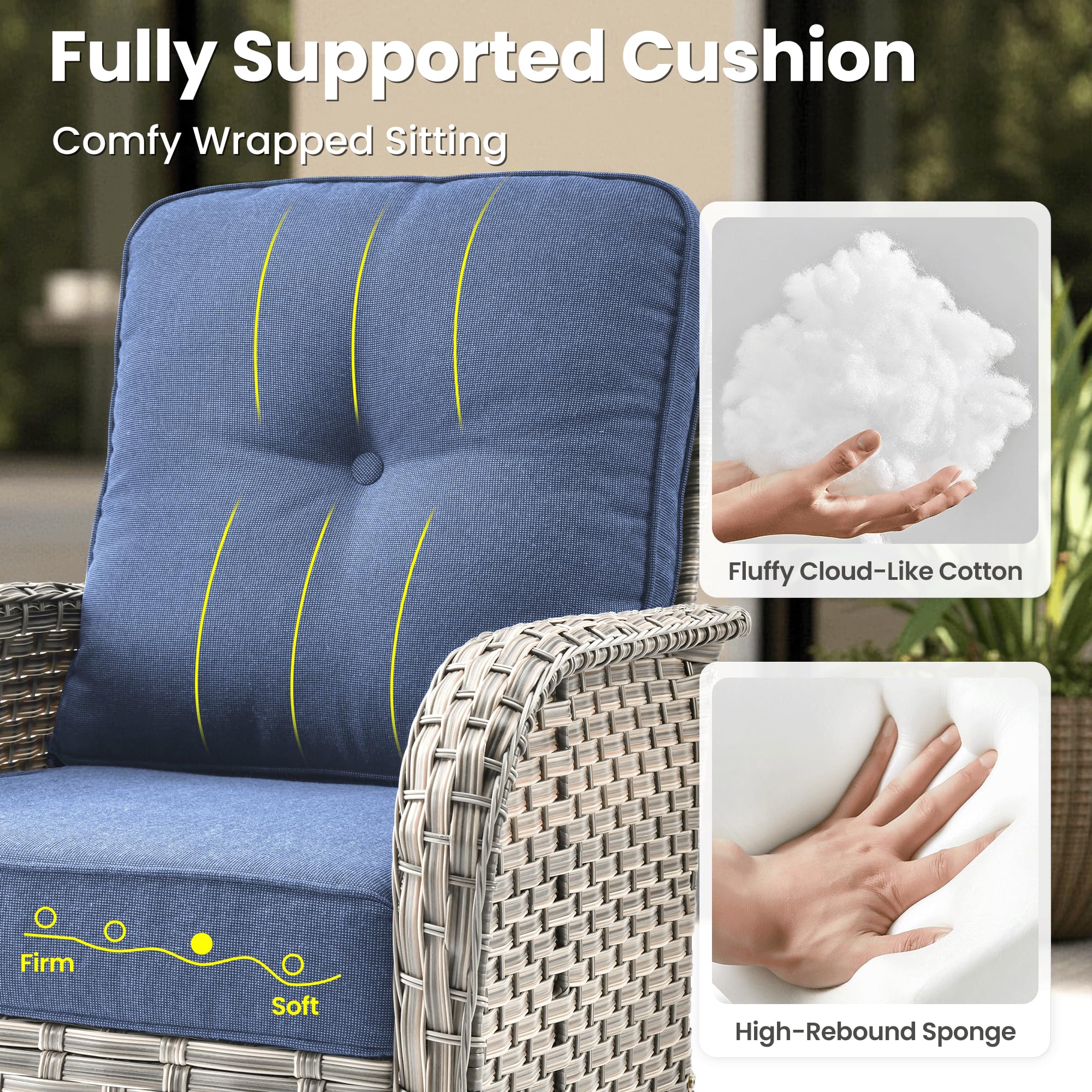 9-Piece Outdoor Patio Sectional Sofa Set with Fire Pit Table