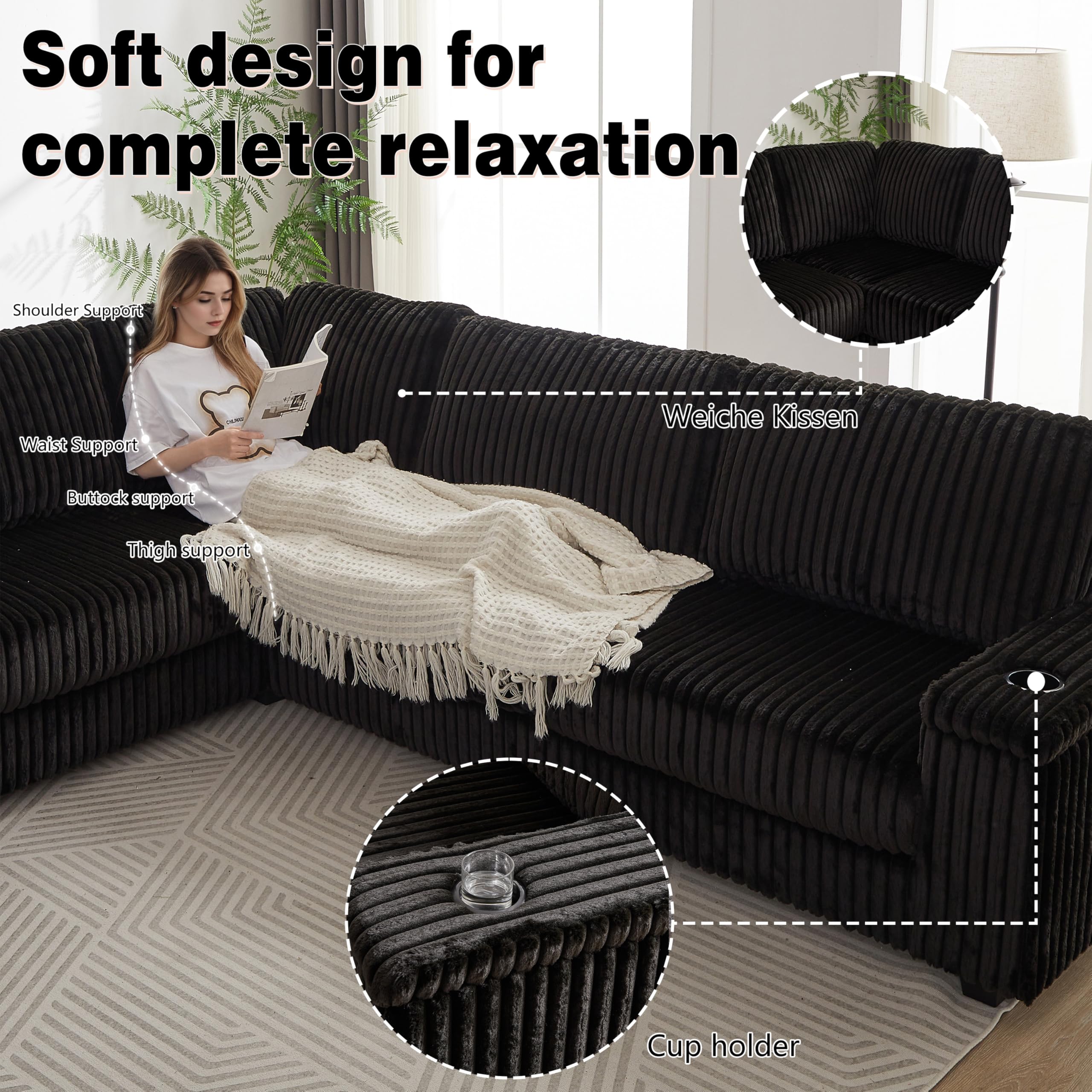 Modular Sectional Sofa with Storage and USB Ports
