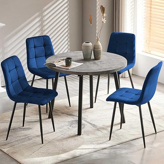 5-Piece Round Dining Table Set with Upholstered Chairs