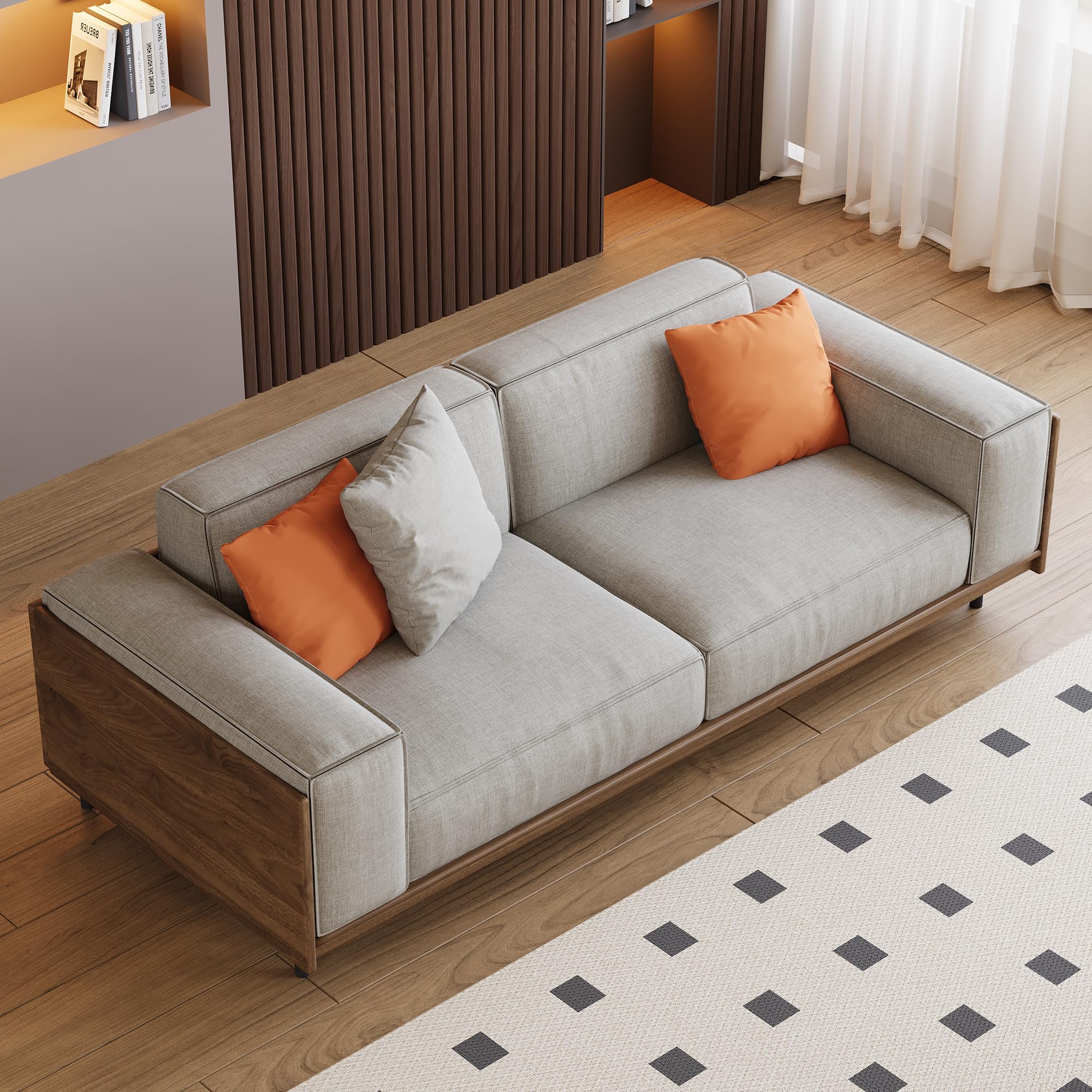 Mid-Century Modern 2-Seater Fabric Sofa