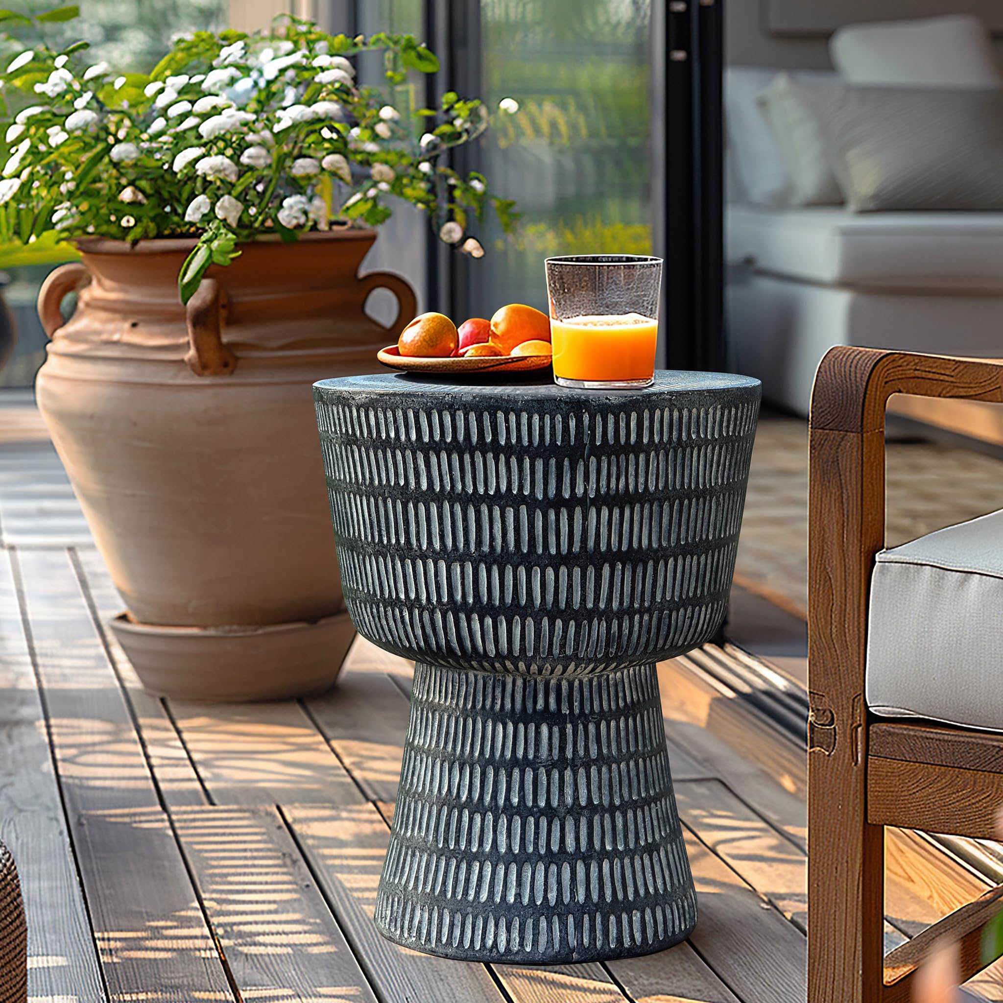 Round Spiral Pattern Outdoor Side Table